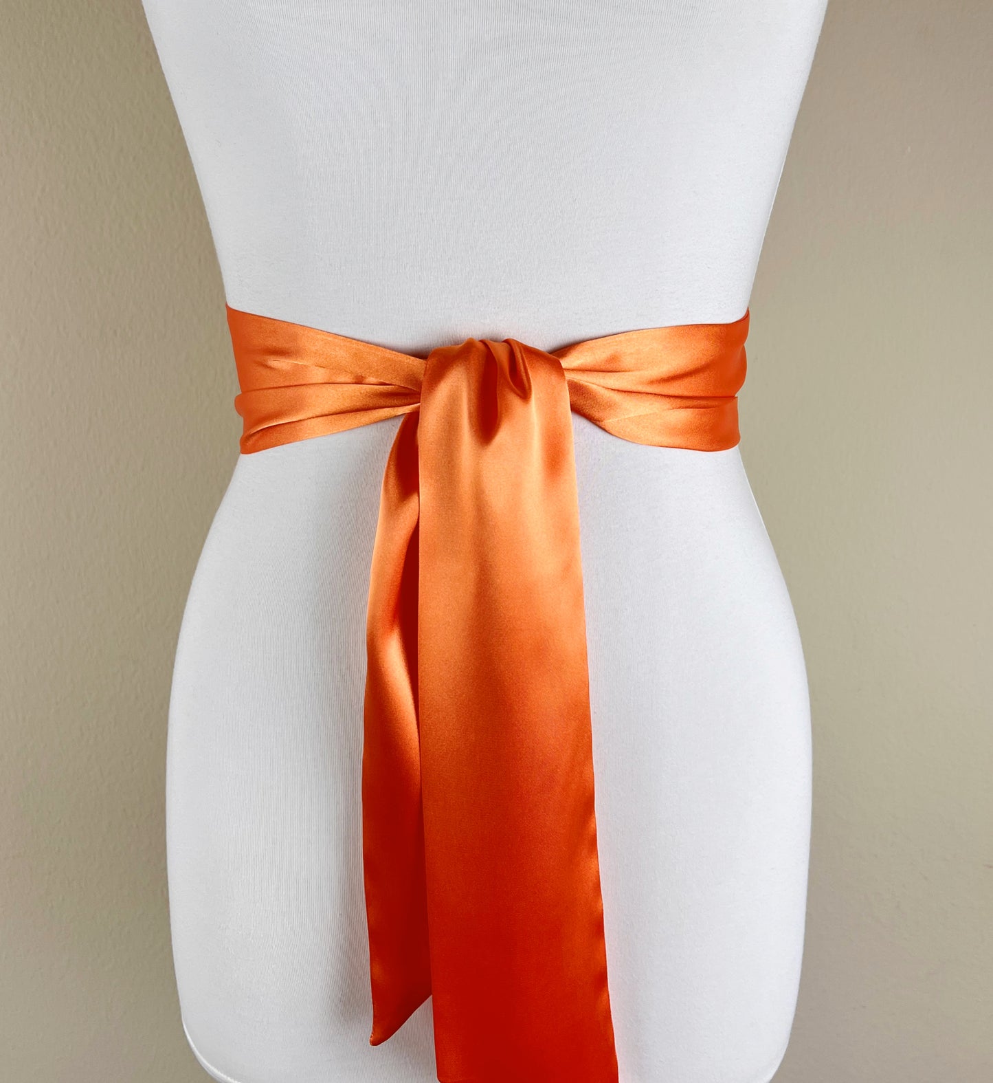 Wide Light Orange Satin Sash Belt by Satin Swank®