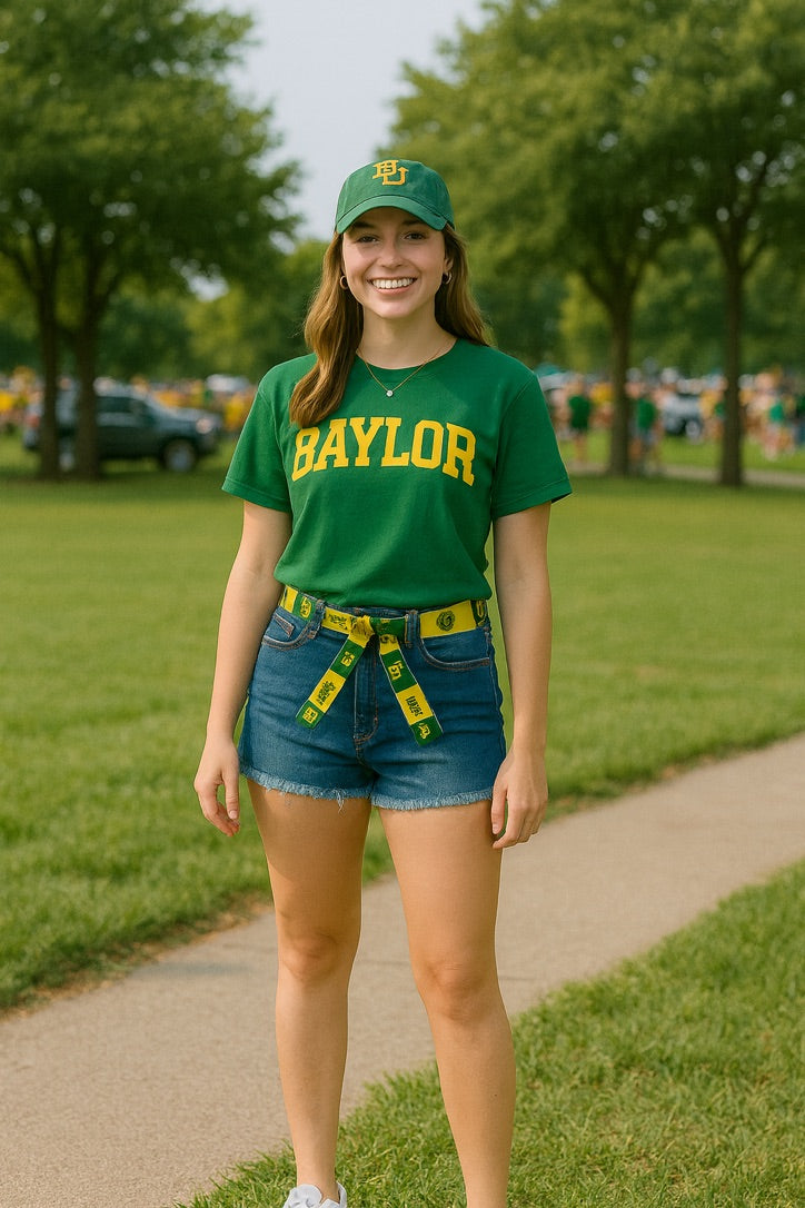 Baylor University Sash Belt, Baylor Game Day Outfit, Baylor Tailgate Outfit, Baylor Bears Game Day Clothes, Baylor Football + More Colleges