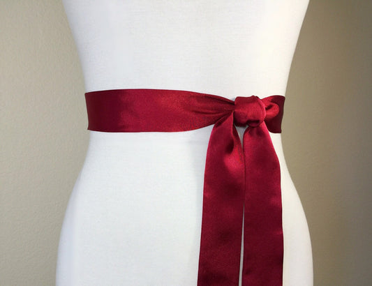 Cranberry Red Sash, Deep Red Satin Sash, Dress Sash Belt, Bridesmaid Sash, Wedding Dress Sash, Bridal Sash, Cranberry Red Satin, Satin Swank