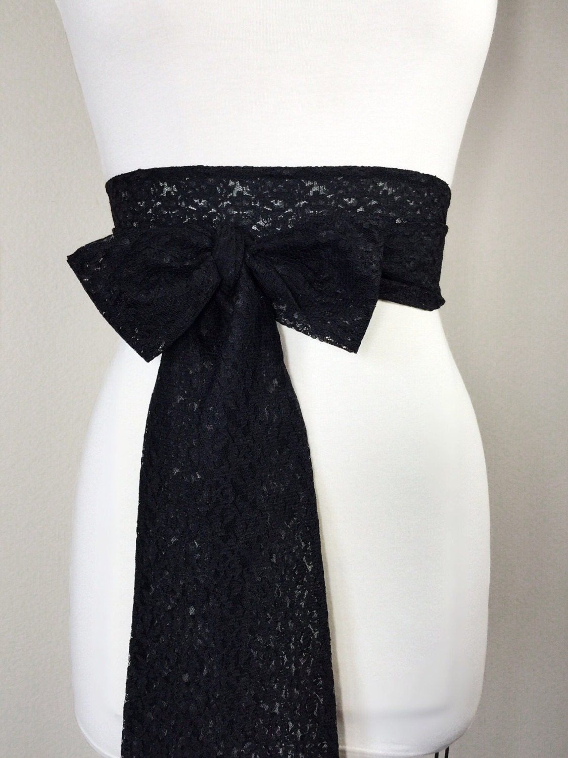 Extra Long Black Floral Lace Sash Belt by Satin Swank Extra Long Black Floral Lace Sash Belt by Satin Swank