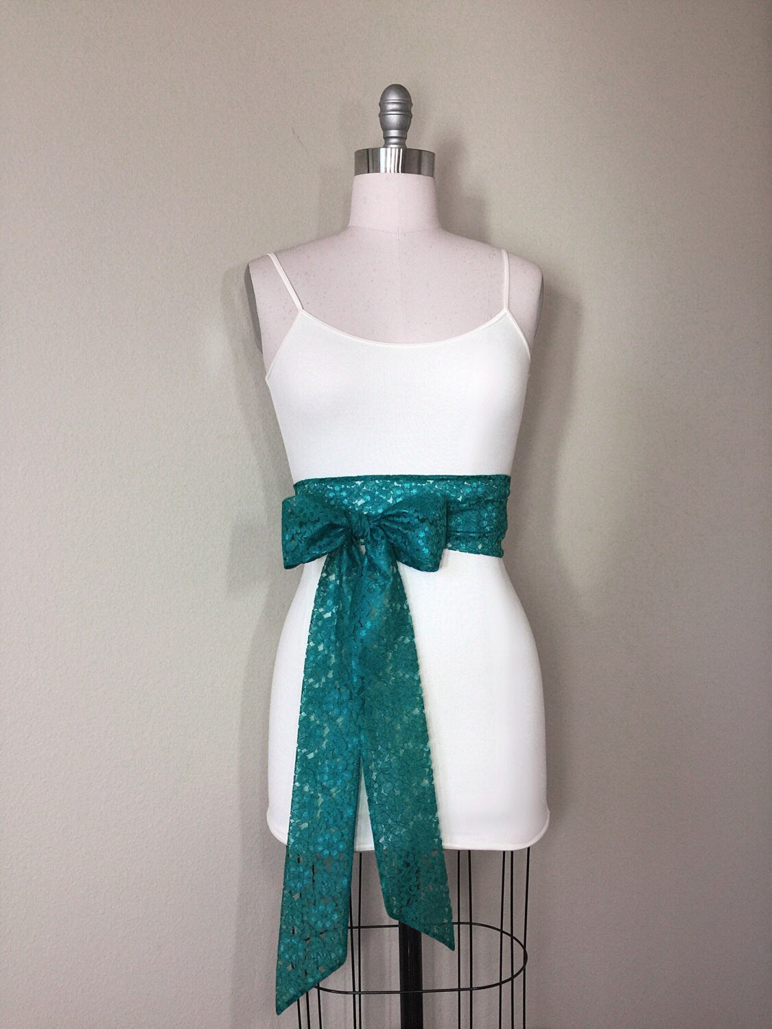 Emerald Lace Sash, Extra Long Wedding Dress Sash, Emerald Green Lace Sash, Emerald Wedding Gown Sash, Long Sash Emerald Green, Satin Swank