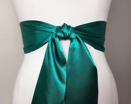 Emerald Green Satin Sash, Emerald Sash Belt, Wide Emerald Wedding Dress Sash, Emerald Satin Sash, Emerald Bridesmaid Sash, Satin Swank