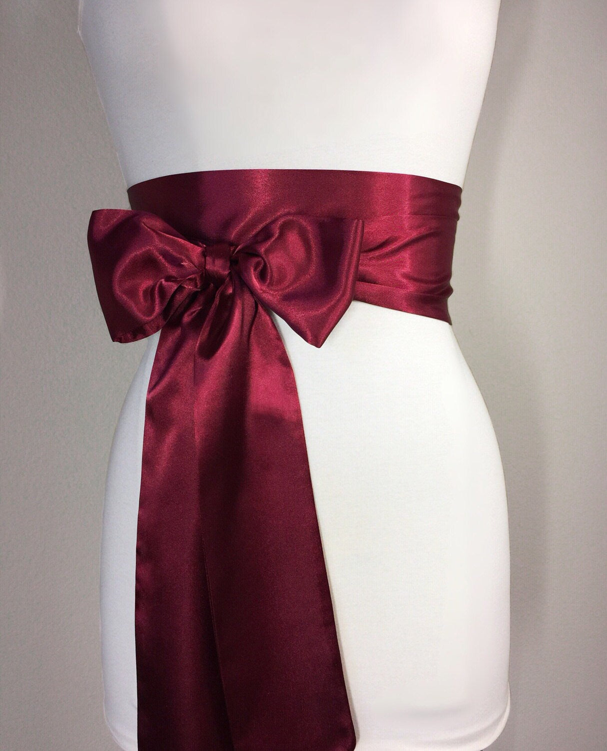 Extra Long Burgundy Satin Sash Belt by Satin Swank Extra Long Burgundy Satin Sash Belt by Satin Swank