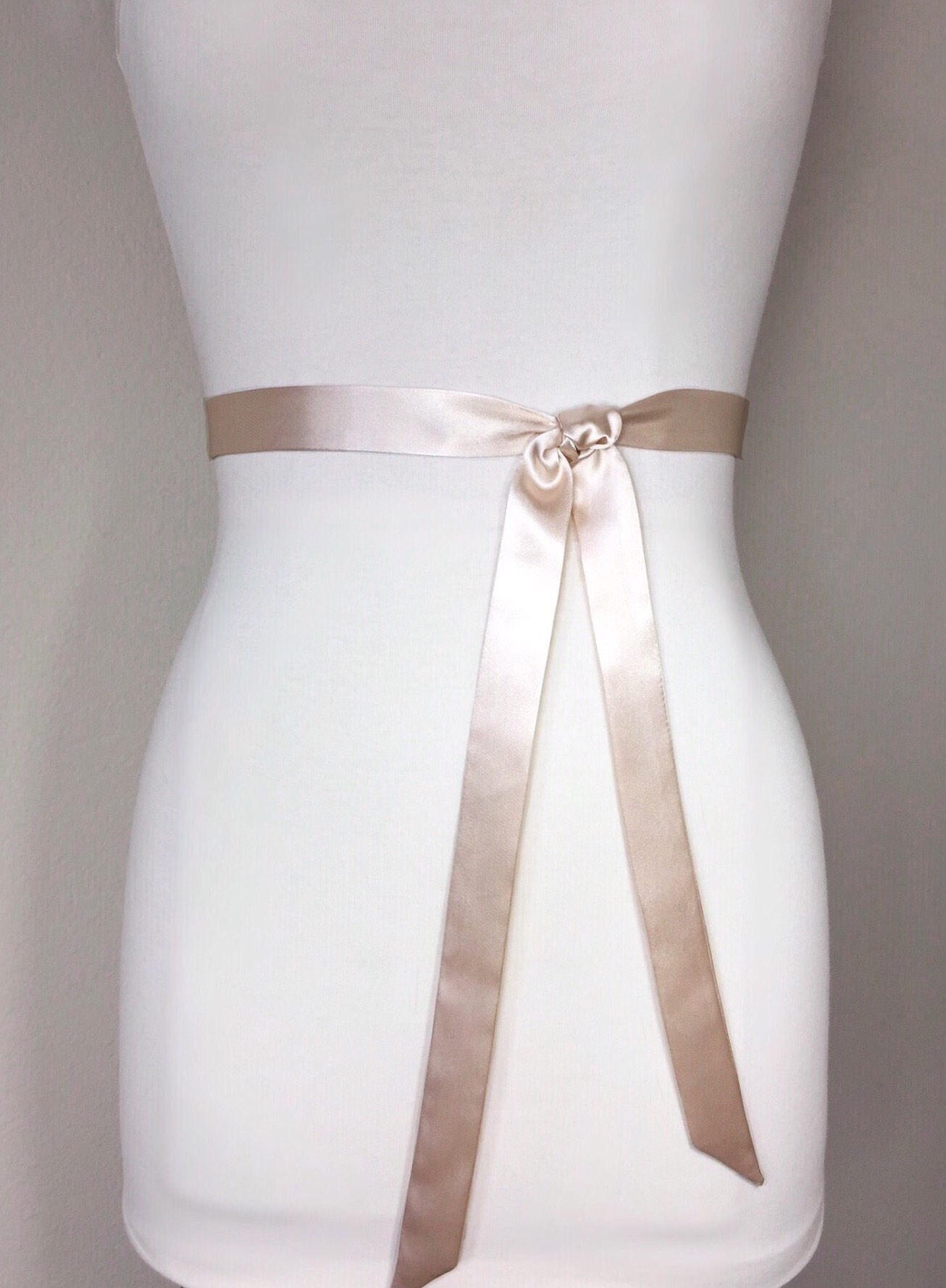Extra Narrow Champagne Sash, Champagne Satin Sash Belt, Skinny Sash Belt, Narrow Champagne Sash, Thin Sash Belt, Satin Champagne Satin Swank