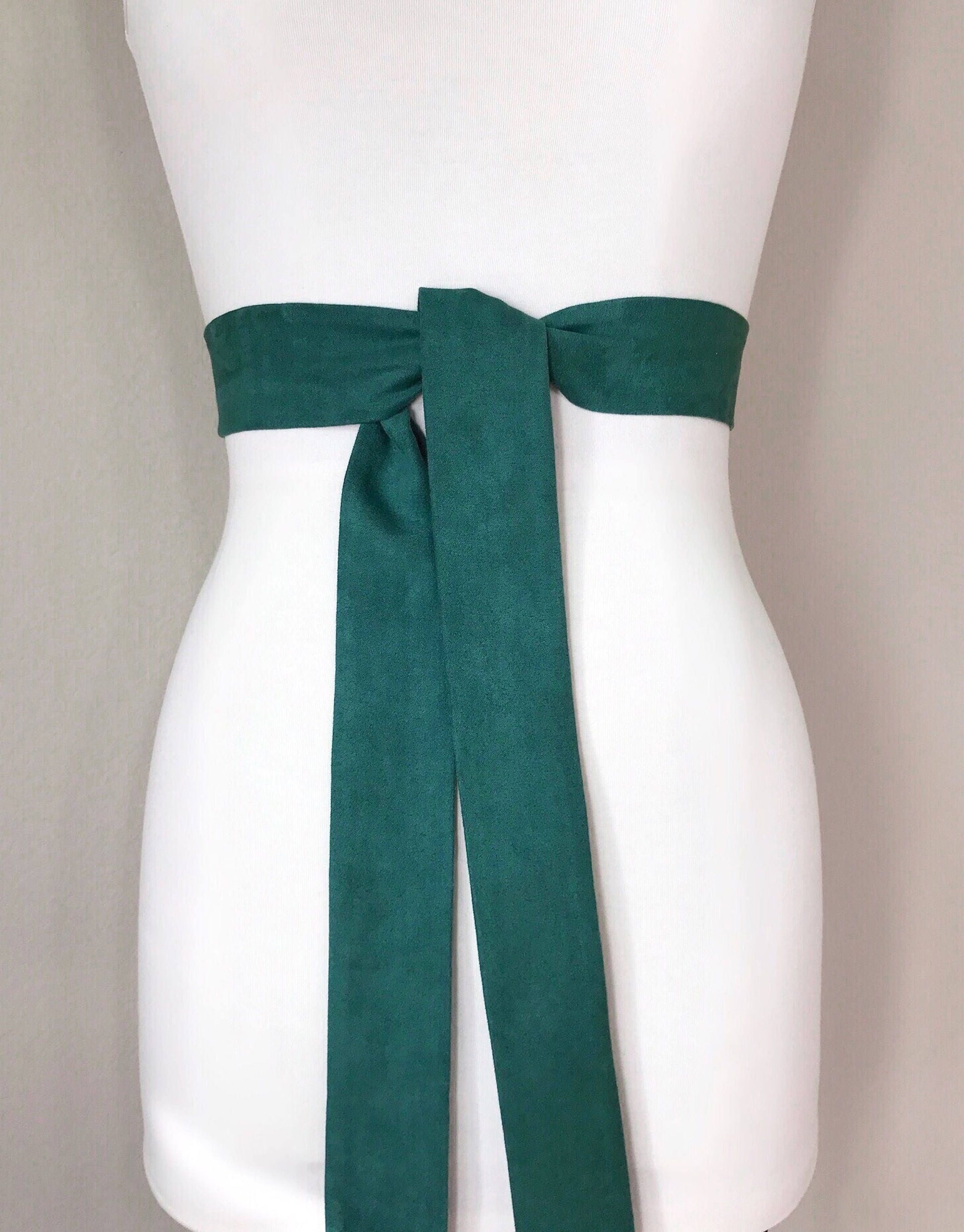Ultra Suede Sash in Spruce Green, Dark Green Micro Suede Sash, Green Suede Cloth Sash Belt, Suede Accessories, Ultra Suede Belt, Satin Swank