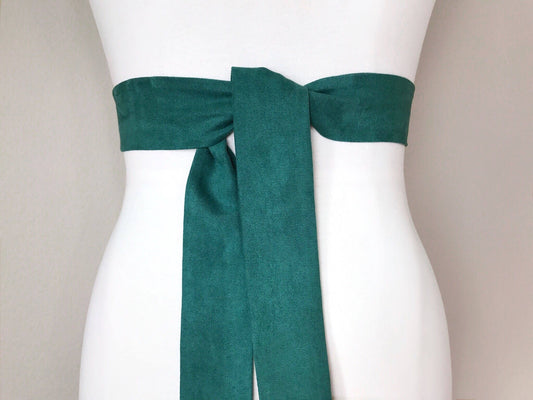 Ultra Suede Sash in Spruce Green, Dark Green Micro Suede Sash, Green Suede Cloth Sash Belt, Suede Accessories, Ultra Suede Belt, Satin Swank