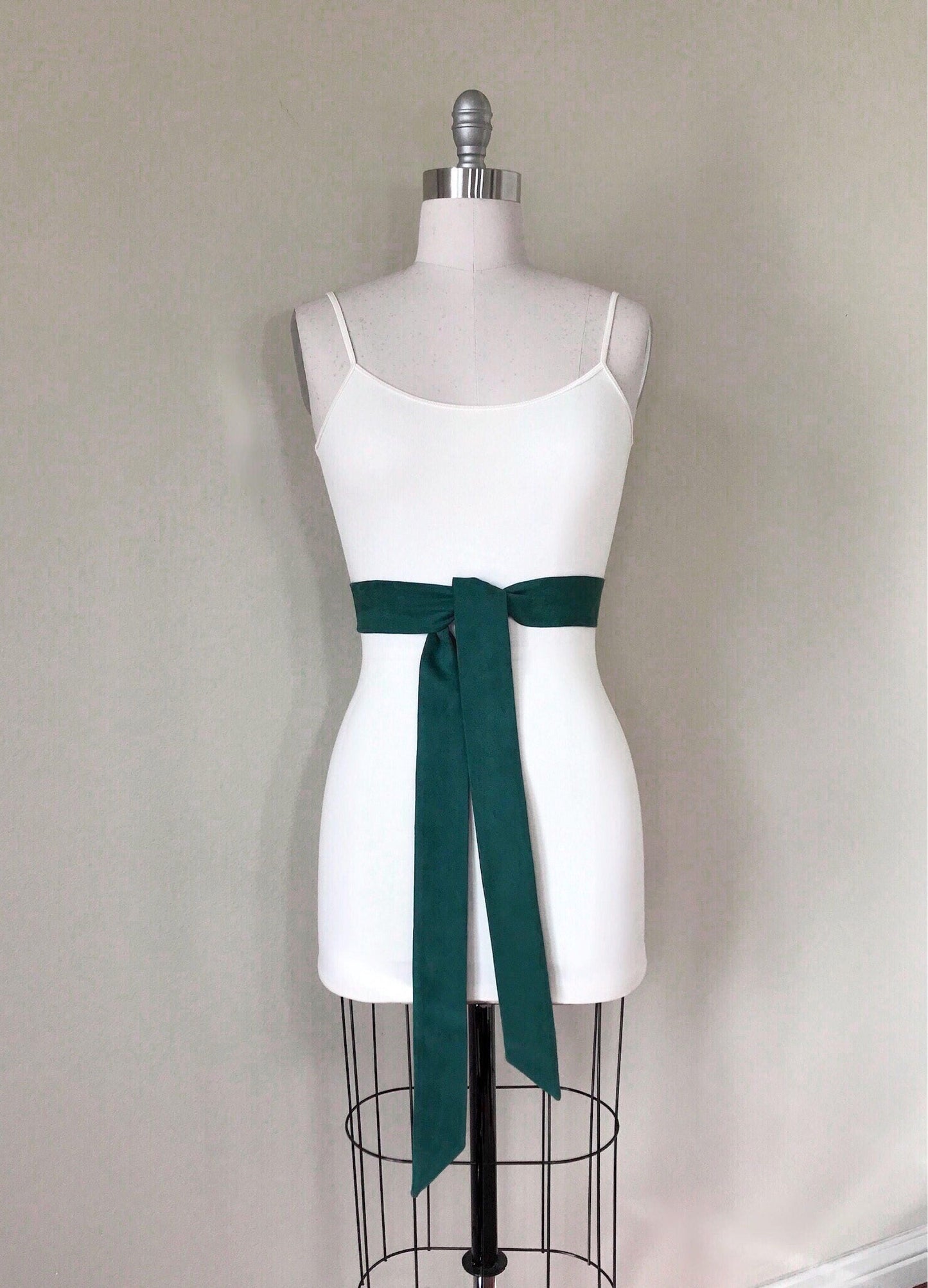 Ultra Suede Sash in Spruce Green, Dark Green Micro Suede Sash, Green Suede Cloth Sash Belt, Suede Accessories, Ultra Suede Belt, Satin Swank