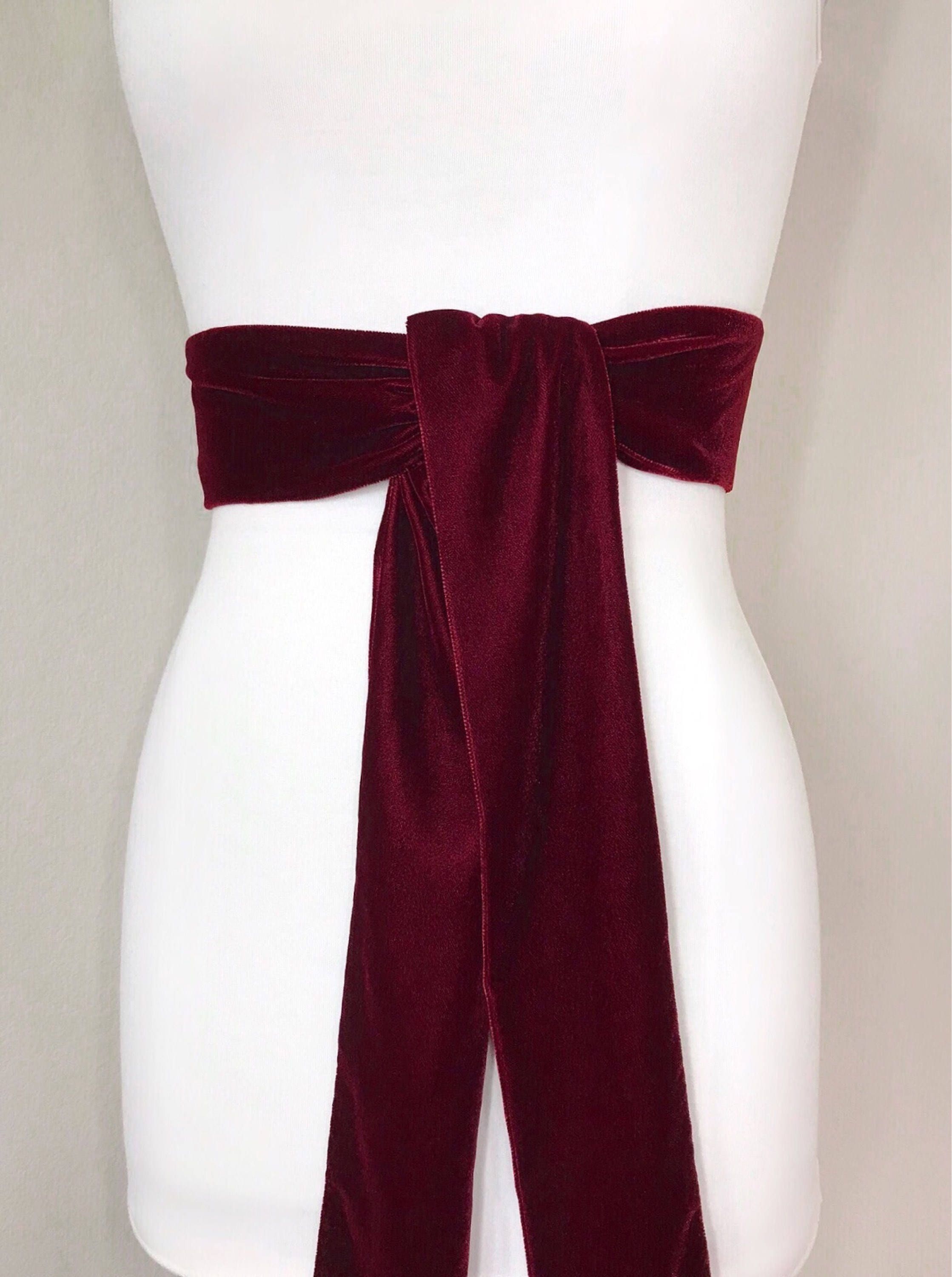 Burgundy Velvet (Micro Velvet) Sash Belt by Satin Swank®