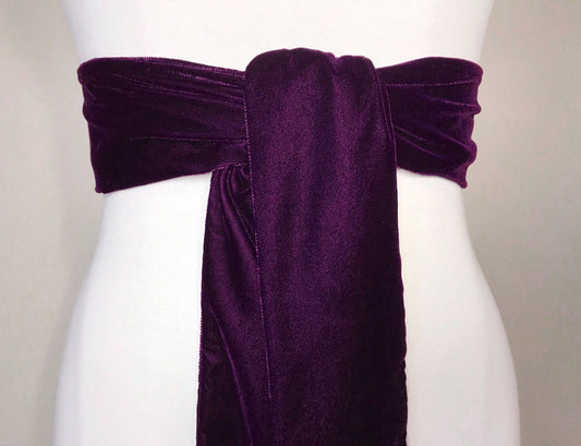 Plum Velvet Sash, Velvet Plum Sash, Plum Sash Belt in Velvet, Plum Wedding Dress Sash, Victorian Dress Sash, Velvet Plum Belt, Satin Swank
