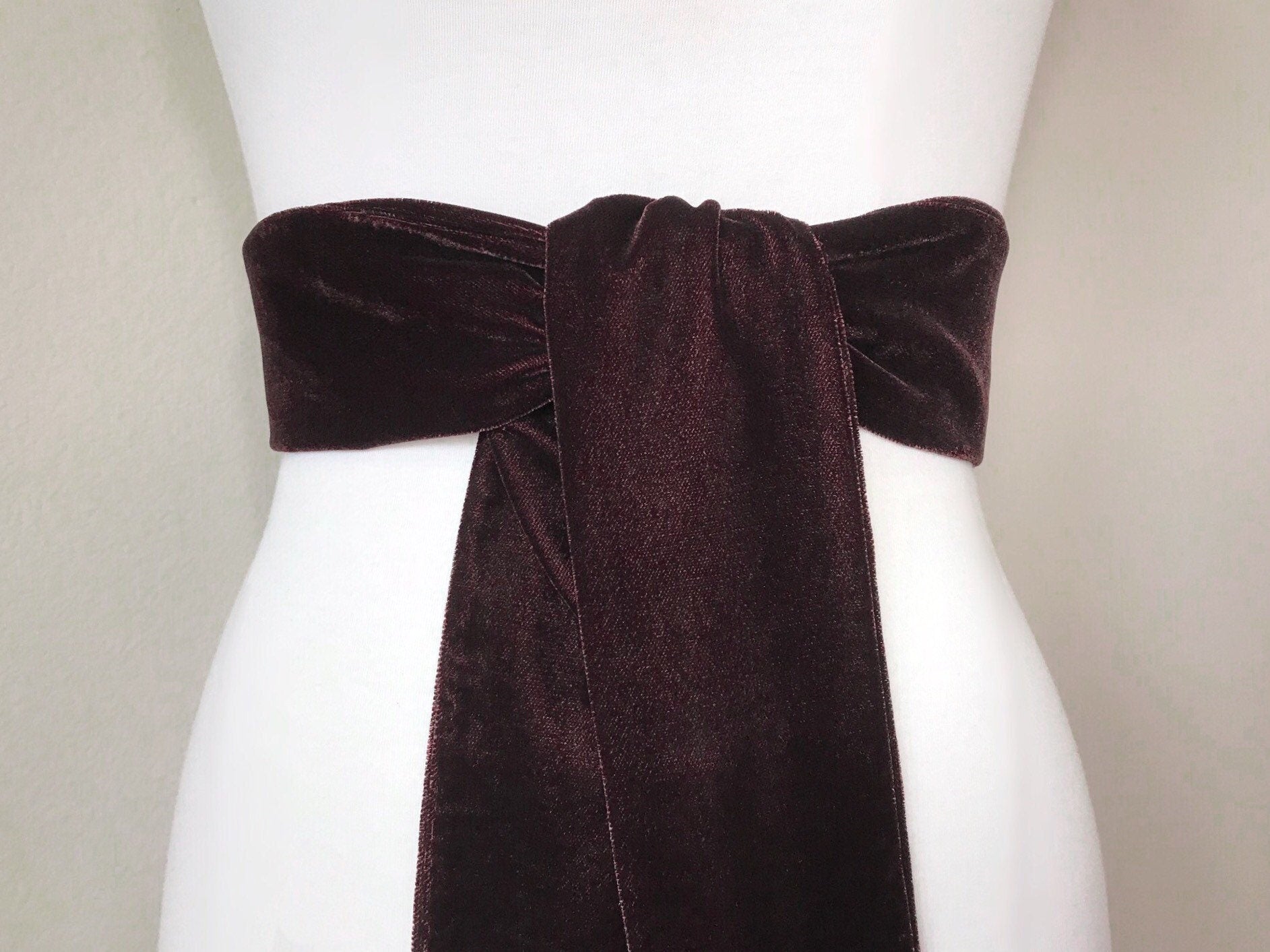Dark Chocolate Brown Velvet Sash, Chocolate Velvet Sash, Brown Sash Belt in Velvet, Chocolate Wedding, Brown Sash Velvet Belt, Satin Swank