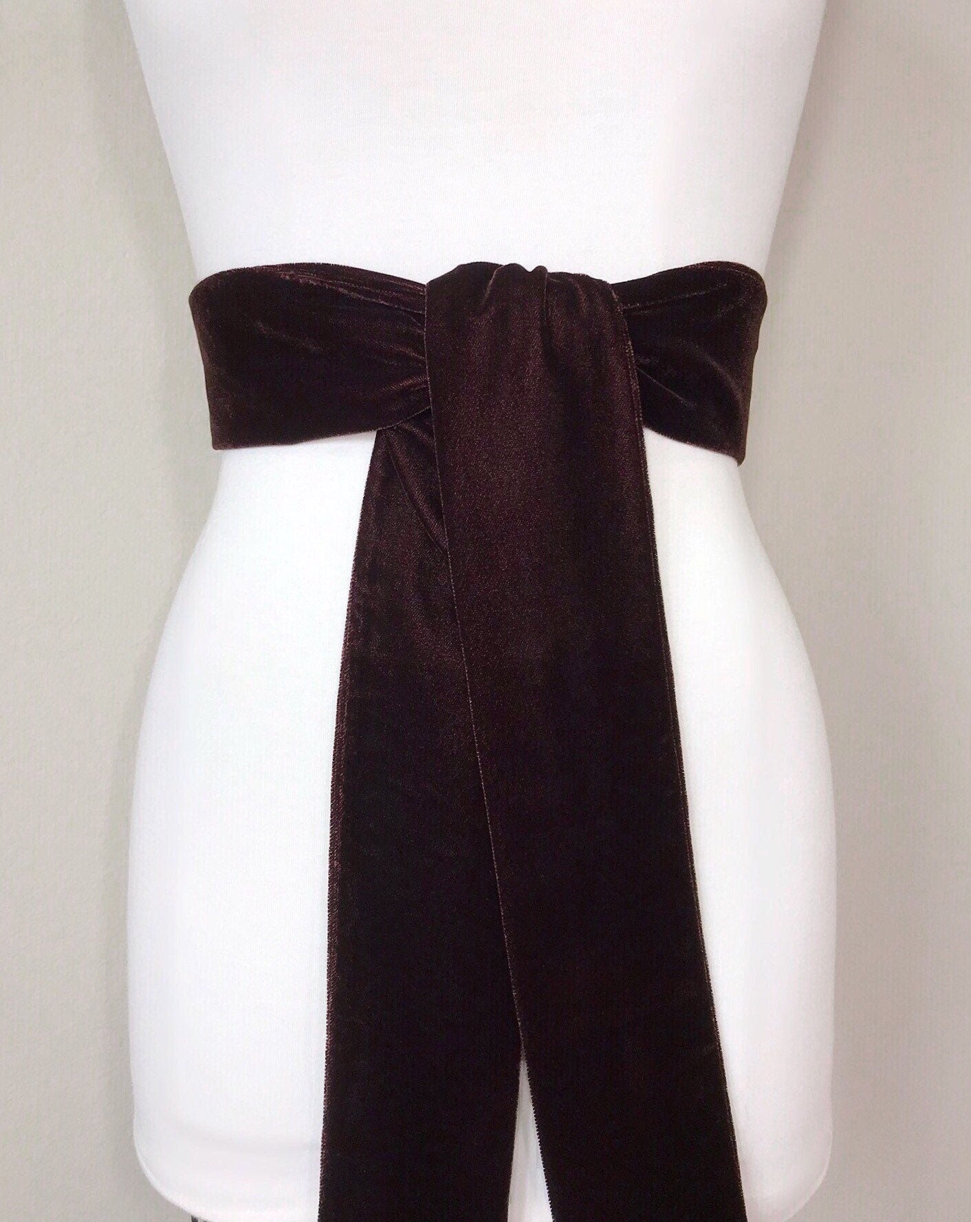 Dark Chocolate Brown Velvet Sash, Chocolate Velvet Sash, Brown Sash Belt in Velvet, Chocolate Wedding, Brown Sash Velvet Belt, Satin Swank