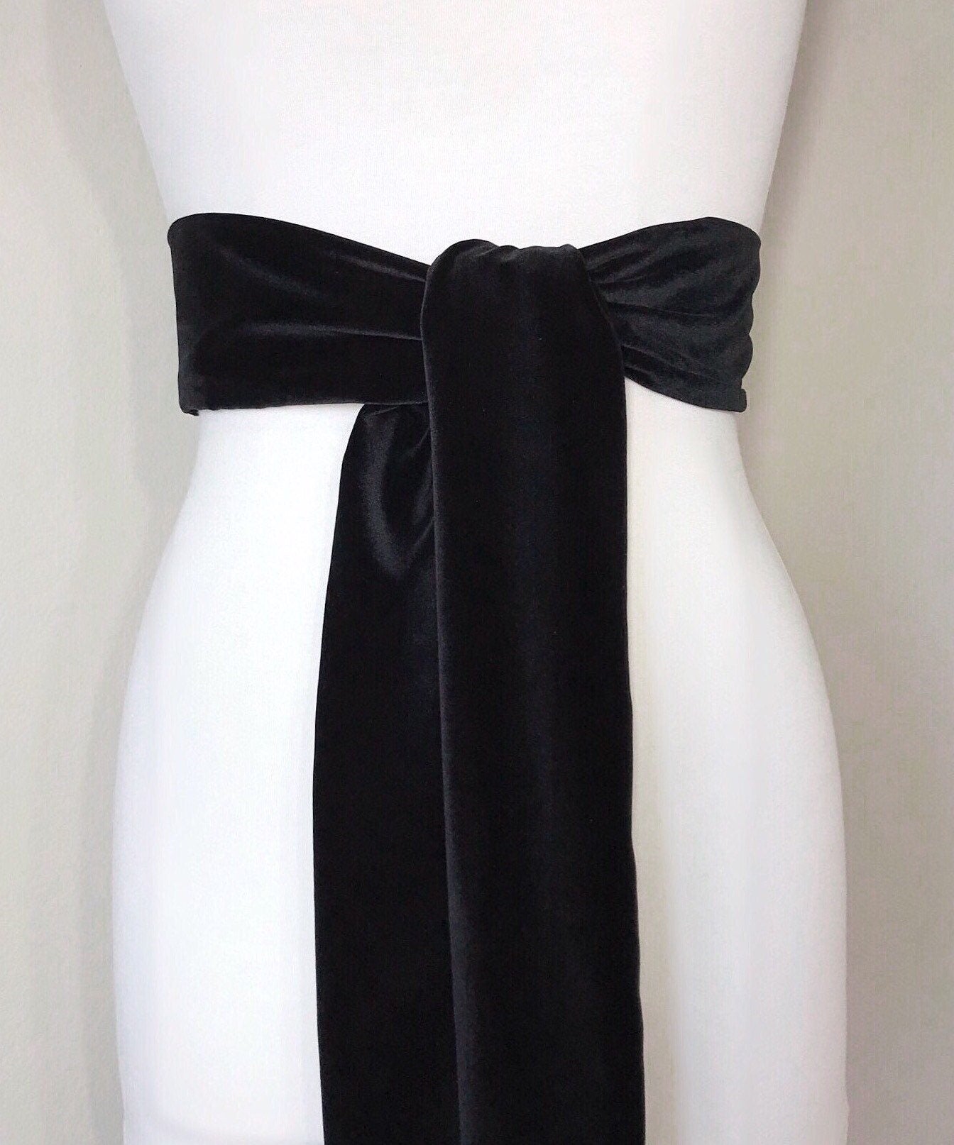 Black Velvet Sash, Black Sash In Plush Velvet, Black Wedding Dress Sash, Special Occasion Velvet Belt, Black Velvet Wrap Belt, Satin Swank