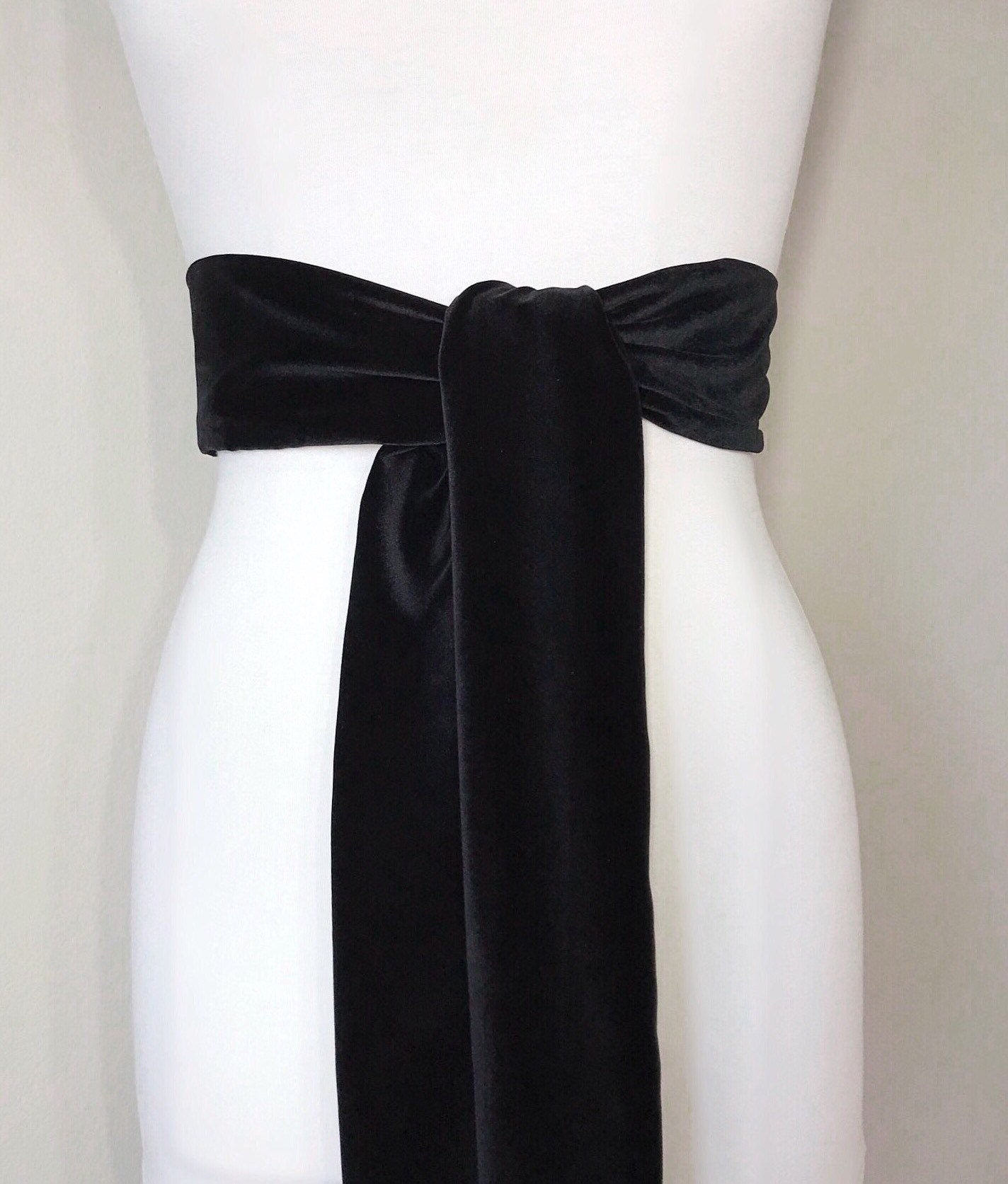 Black Velvet Sash, Black Sash In Plush Velvet, Black Wedding Dress Sash, Special Occasion Velvet Belt, Black Velvet Wrap Belt, Satin Swank