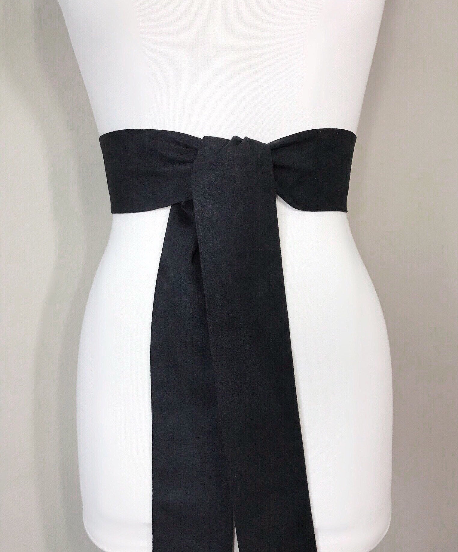 Ultra Suede Sash in Black, Black Suede Cloth Sash Belt, Black Micro Suede Sash, Suede Accessories, Black Ultrasuede Belt, Satin Swank