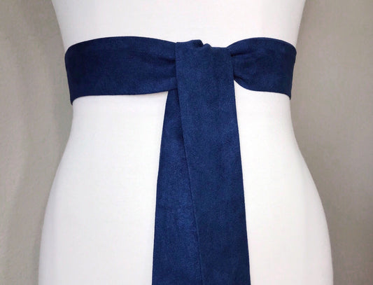 Ultra Suede Sash in Indigo Blue, Blue Suede Cloth Sash, Blue Micro Suede Sash Belt, Suede Accessories, Blue Ultra Suede Belt, Satin Swank
