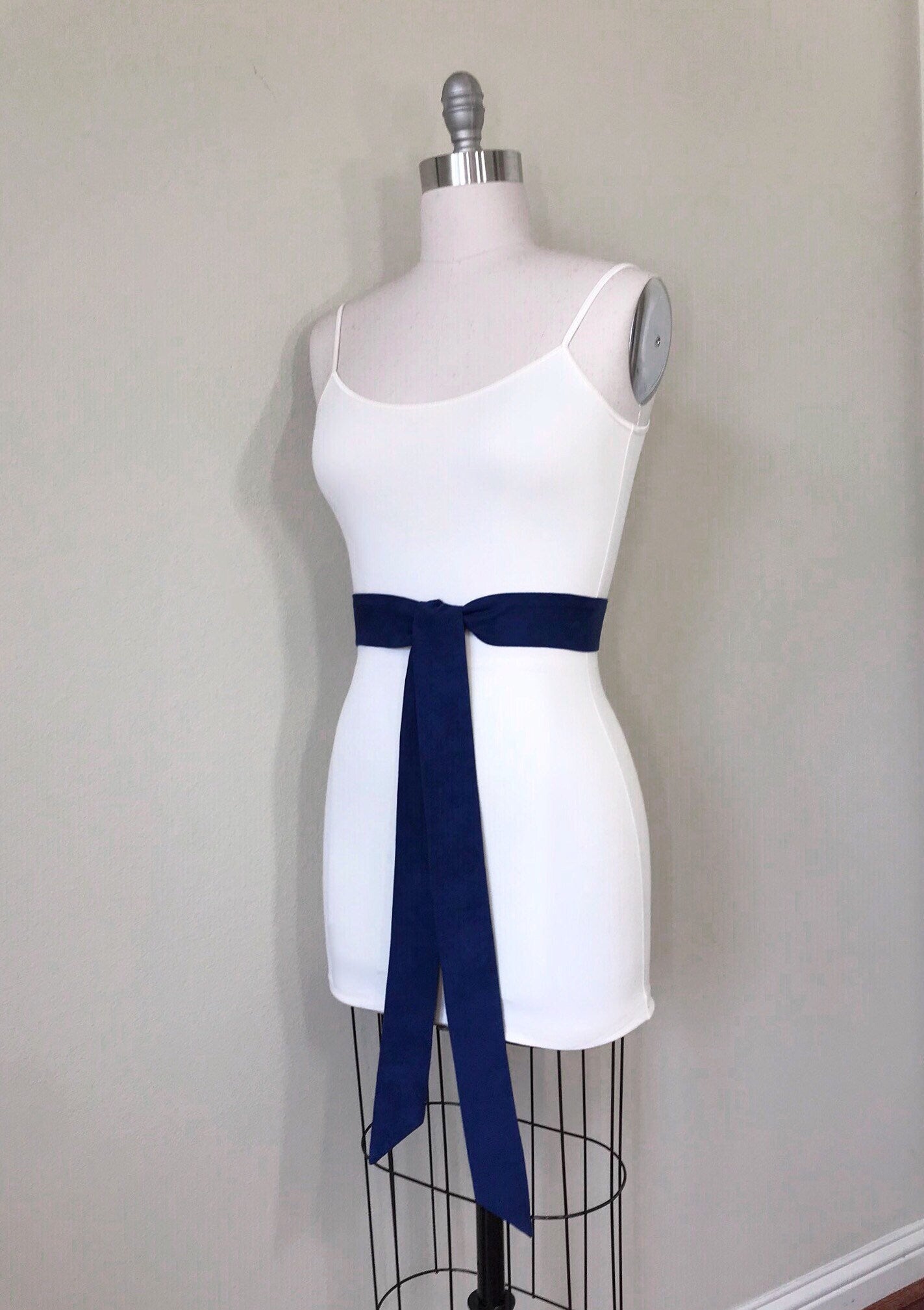 Ultra Suede Sash in Indigo Blue, Blue Suede Cloth Sash, Blue Micro Suede Sash Belt, Suede Accessories, Blue Ultra Suede Belt, Satin Swank