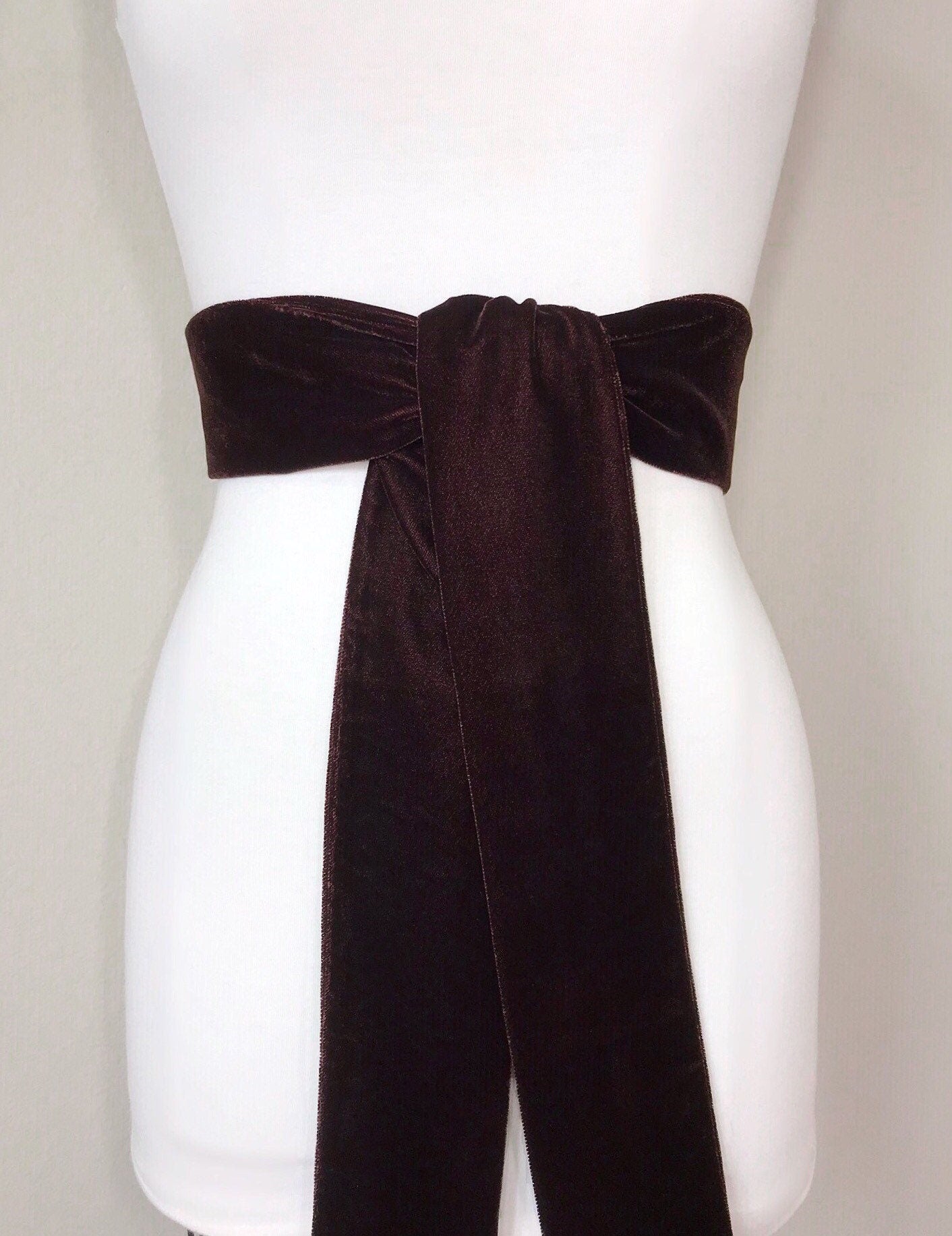 Dark Chocolate Brown Velvet Sash, Chocolate Velvet Sash, Brown Sash Belt in Velvet, Chocolate Wedding, Brown Sash Velvet Belt, Satin Swank