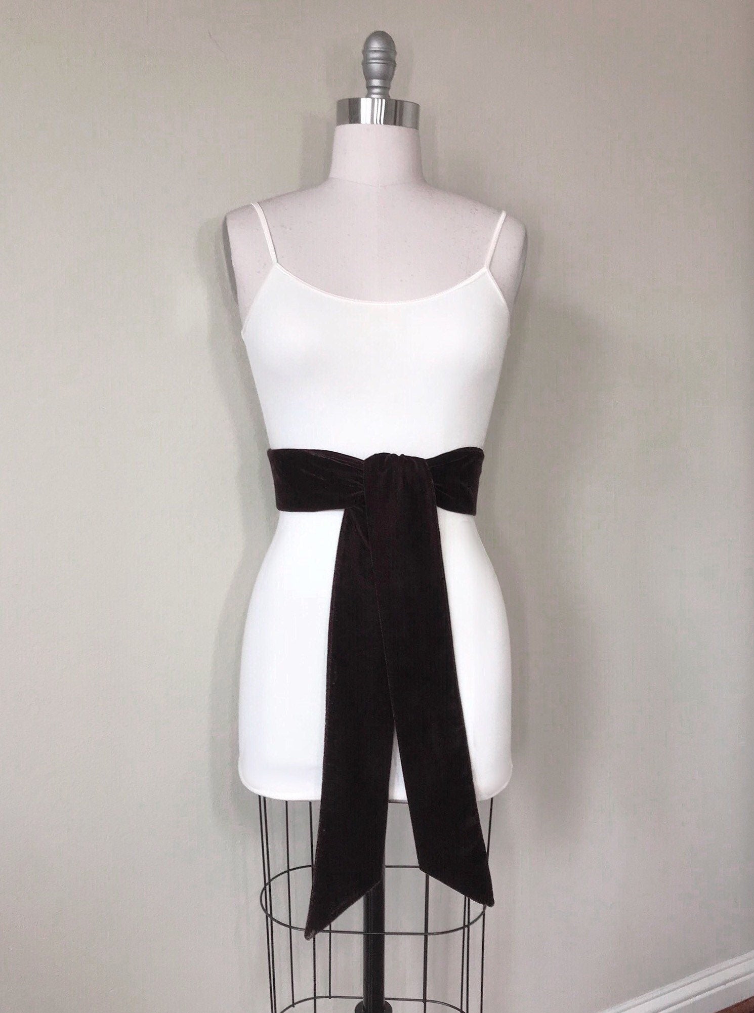 Dark Chocolate Brown Velvet Sash, Chocolate Velvet Sash, Brown Sash Belt in Velvet, Chocolate Wedding, Brown Sash Velvet Belt, Satin Swank