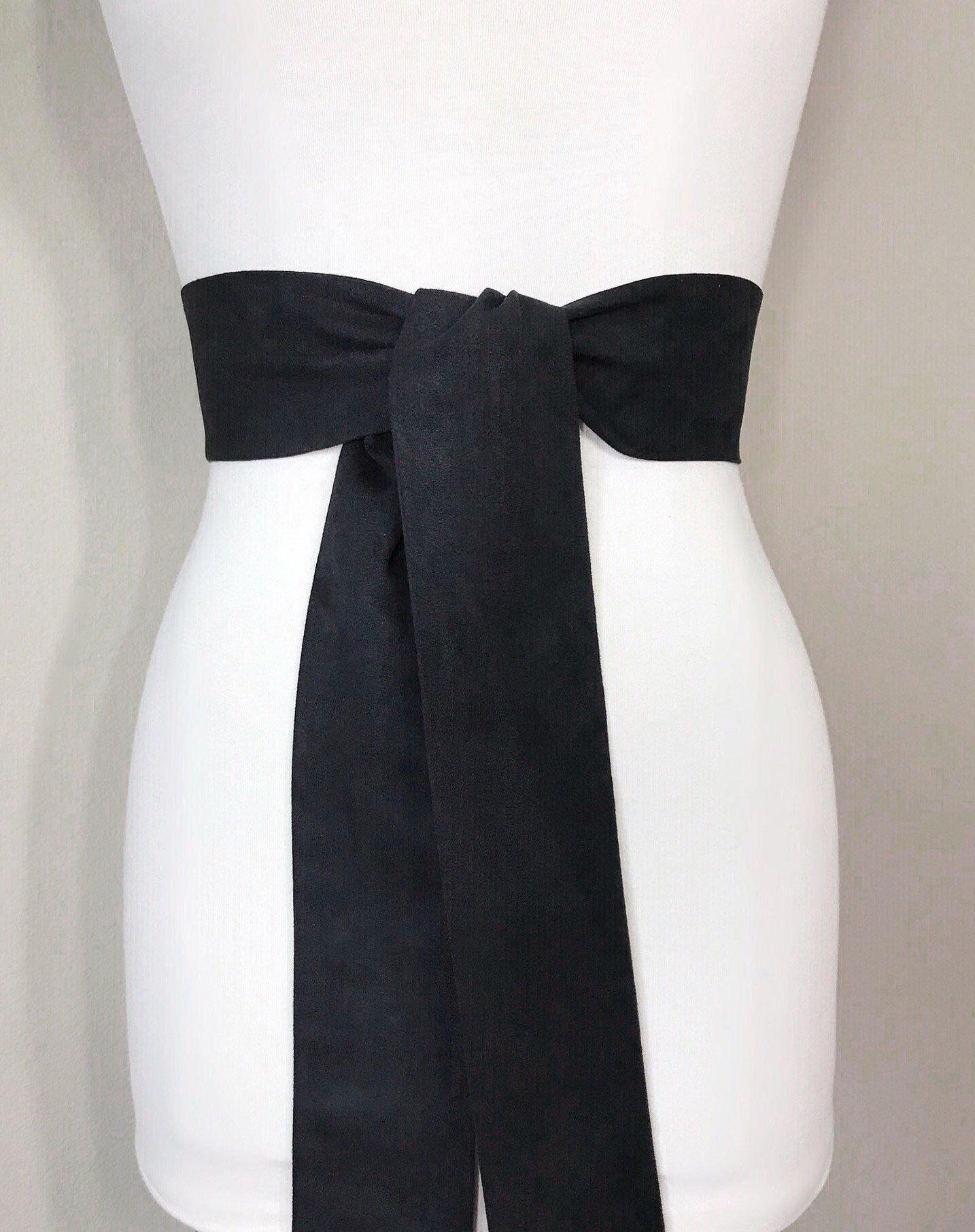 Ultra Suede Sash in Black, Black Suede Cloth Sash Belt, Black Micro Suede Sash, Suede Accessories, Black Ultrasuede Belt, Satin Swank