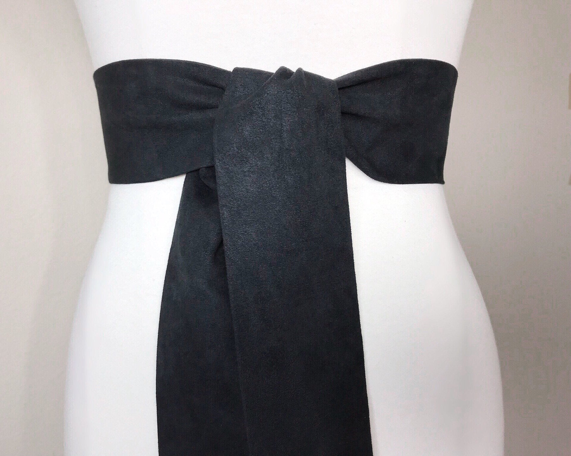 Ultra Suede Sash in Black, Black Suede Cloth Sash Belt, Black Micro Suede Sash, Suede Accessories, Black Ultrasuede Belt, Satin Swank