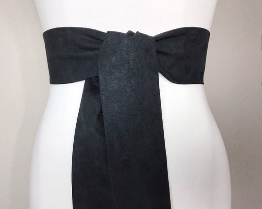 Ultra Suede Sash in Black, Black Suede Cloth Sash Belt, Black Micro Suede Sash, Suede Accessories, Black Ultrasuede Belt, Satin Swank
