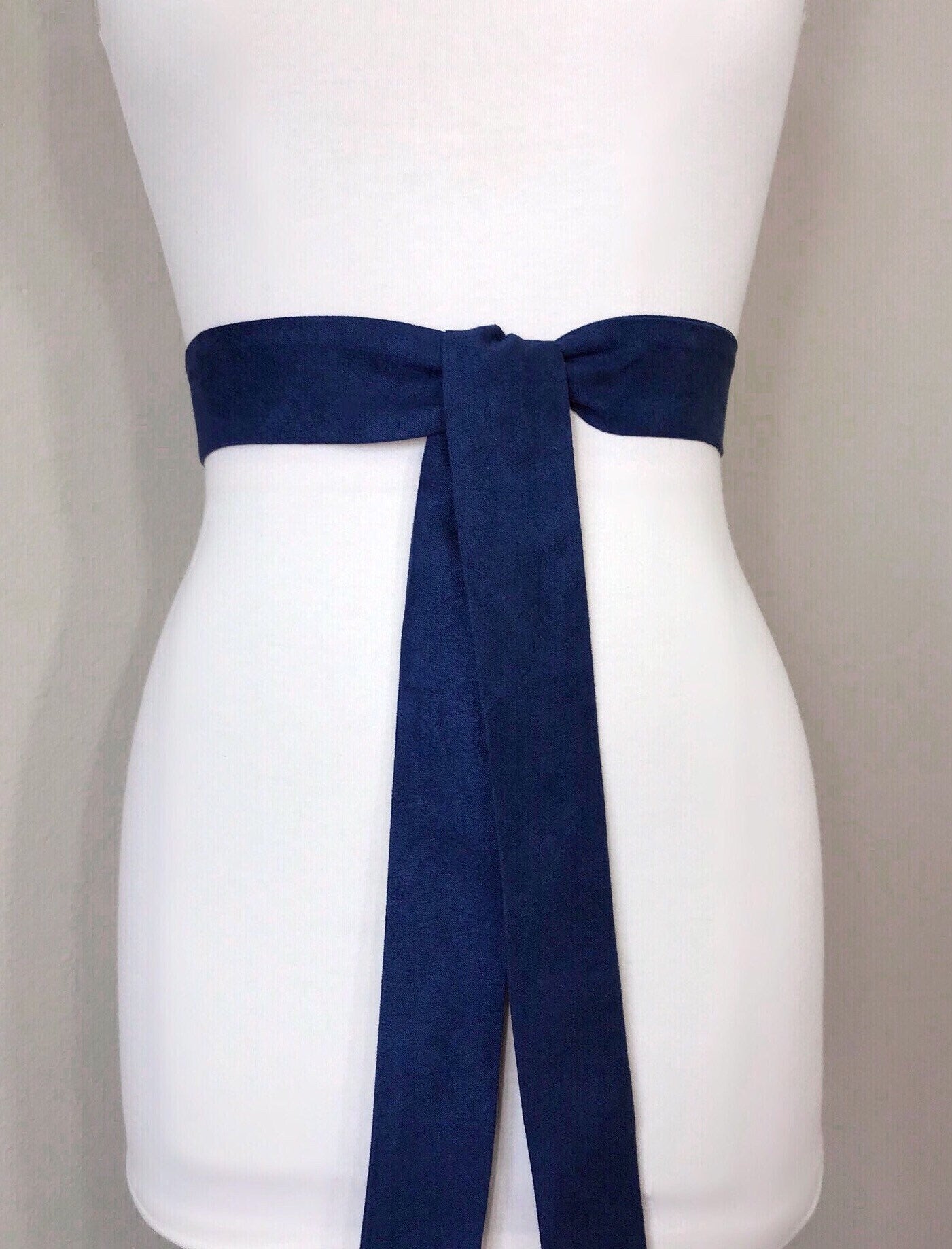 Ultra Suede Sash in Indigo Blue, Blue Suede Cloth Sash, Blue Micro Suede Sash Belt, Suede Accessories, Blue Ultra Suede Belt, Satin Swank