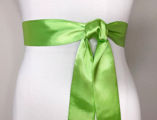 Narrow Kiwi Green Sash, Light Green Satin Sash, Kiwi Green Satin Sash, Spring Green Sash Belt, Green Wedding Dress Sash, Satin Swank