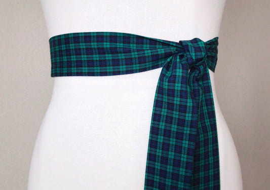 Mini Black Watch Tartan Sash, Narrow Black Watch Plaid Sash Belt, Mini Tartan Black Watch Sash, Scottish Tartan Accessories, Satin Swank