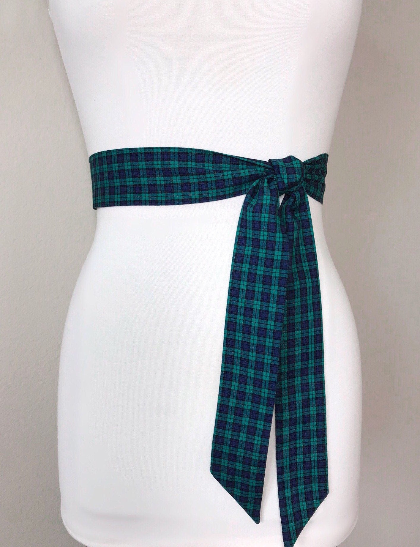 Mini Black Watch Tartan Sash, Narrow Black Watch Plaid Sash Belt, Mini Tartan Black Watch Sash, Scottish Tartan Accessories, Satin Swank