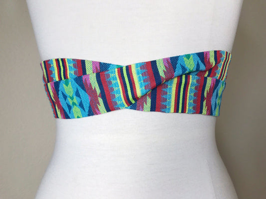 Navajo Print Sash Belt, Tribal Print Sash, Native American Belt, Boho Woven Ethnic Sash, Aztec Print Sash, Bohemian Wrap Belt, Satin Swank