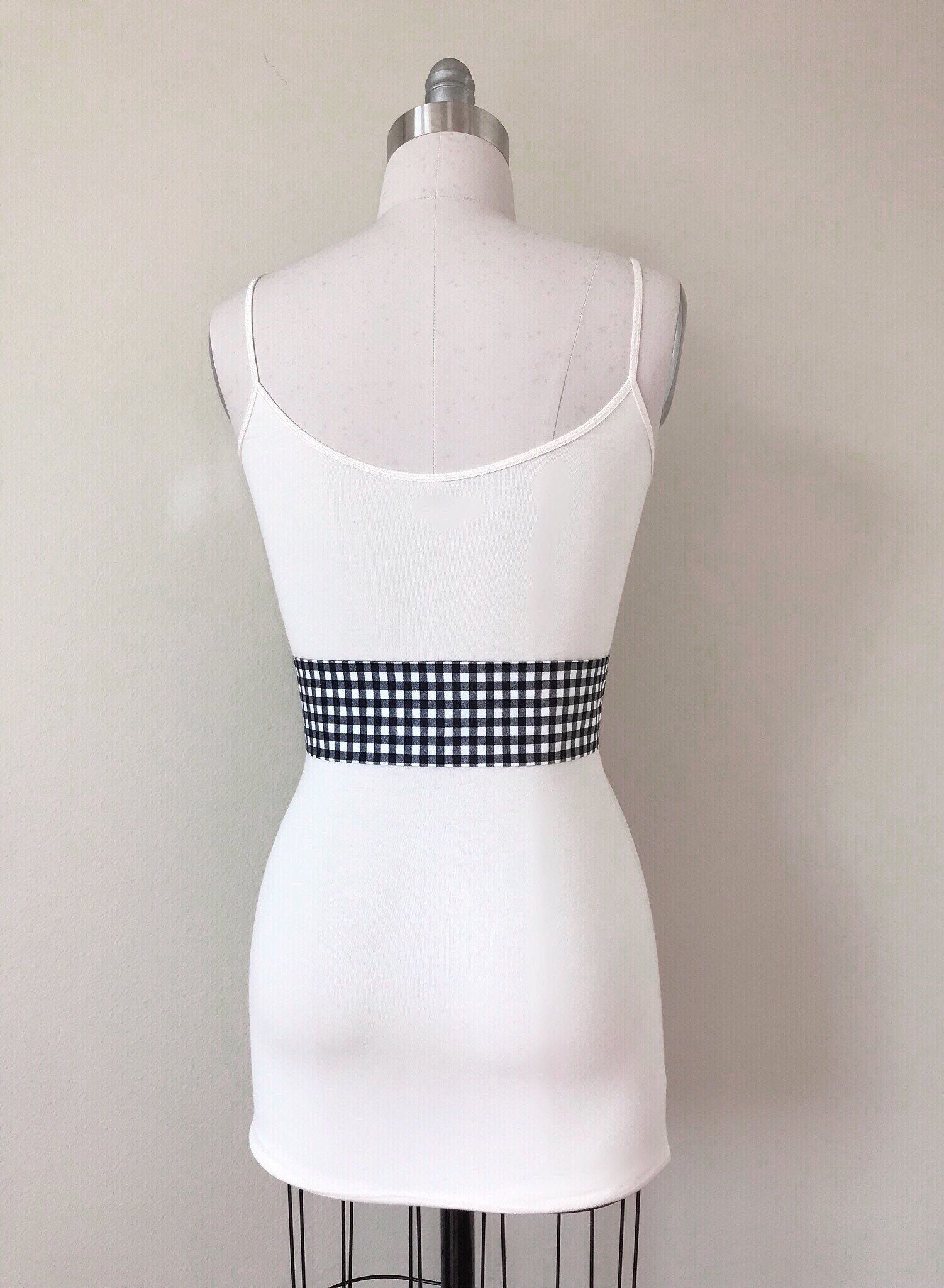 Mini Buffalo Plaid in Black & White, Gingham Plaid Sash, Black White Checkered Sash, Black White Sash Belt, Black Gingham Belt, Satin Swank