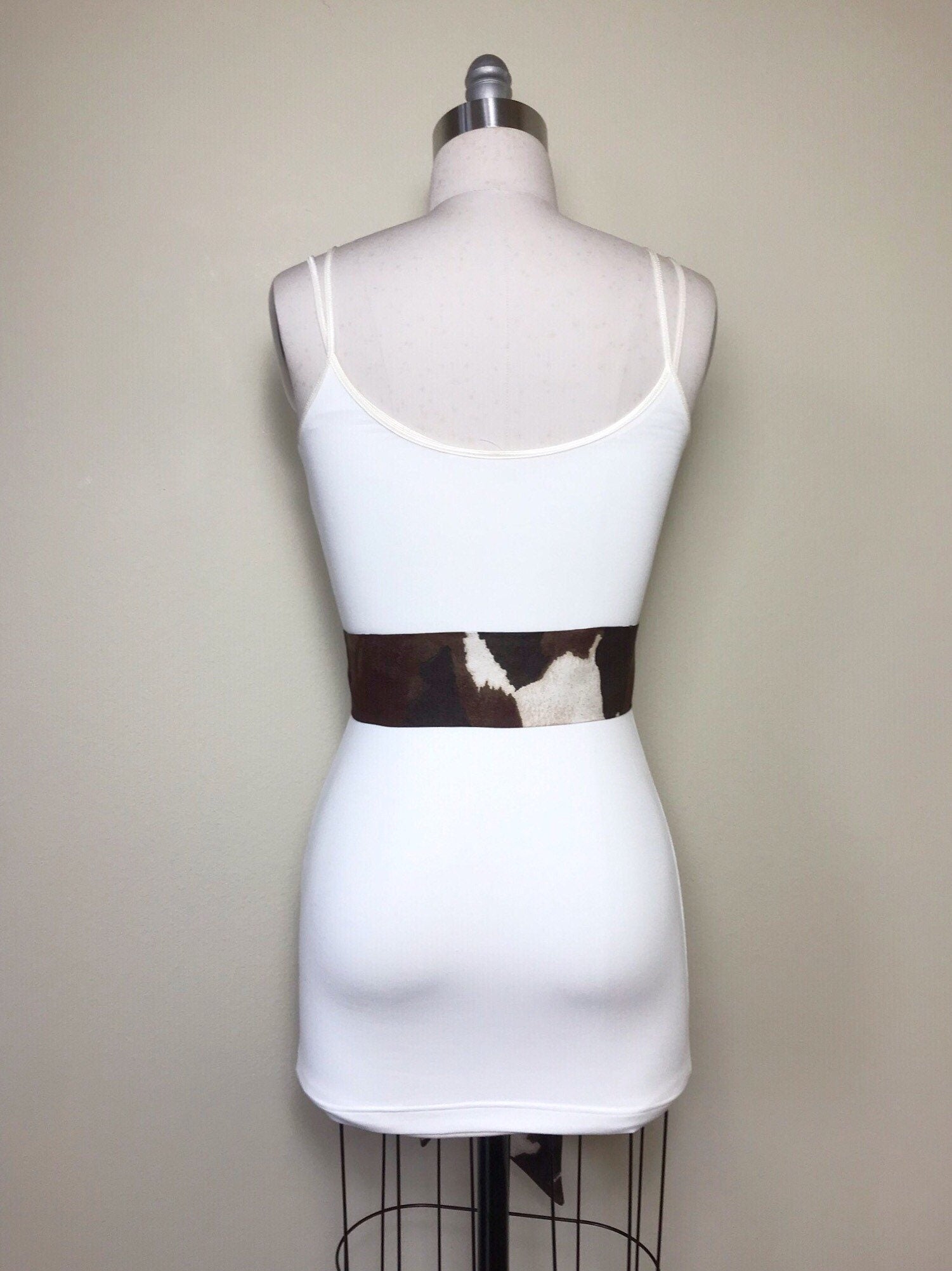 Wide Brown Cow Print Sash in Micro Suede, Brown & Cream Sash, Brown Cow Belt, Cow Sash Belt, Brown Cow Western Accessories, Satin Swank