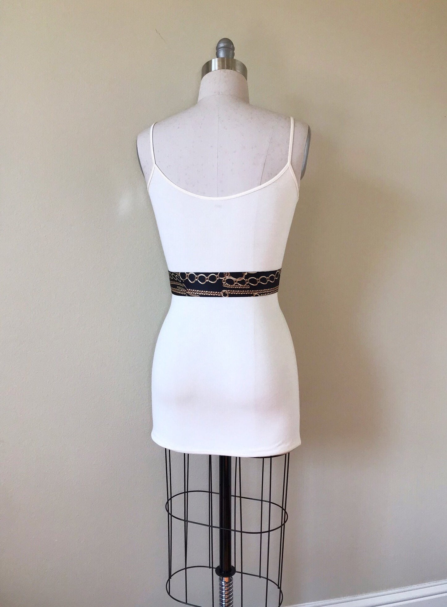 Narrow Black & Gold Chain Sash Belt, Black and Gold Sash, Gold Chain Link Belt, Chain Link Sash, Black and Gold Dress Sash, Satin Swank