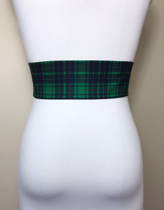 MacAulay Tartan Sash, MacAulay Hunting Tartan Sash, Green Plaid Sash, Scottish Clan MacAuley Tartan, Green & Black Tartan Sash, Satin Swank