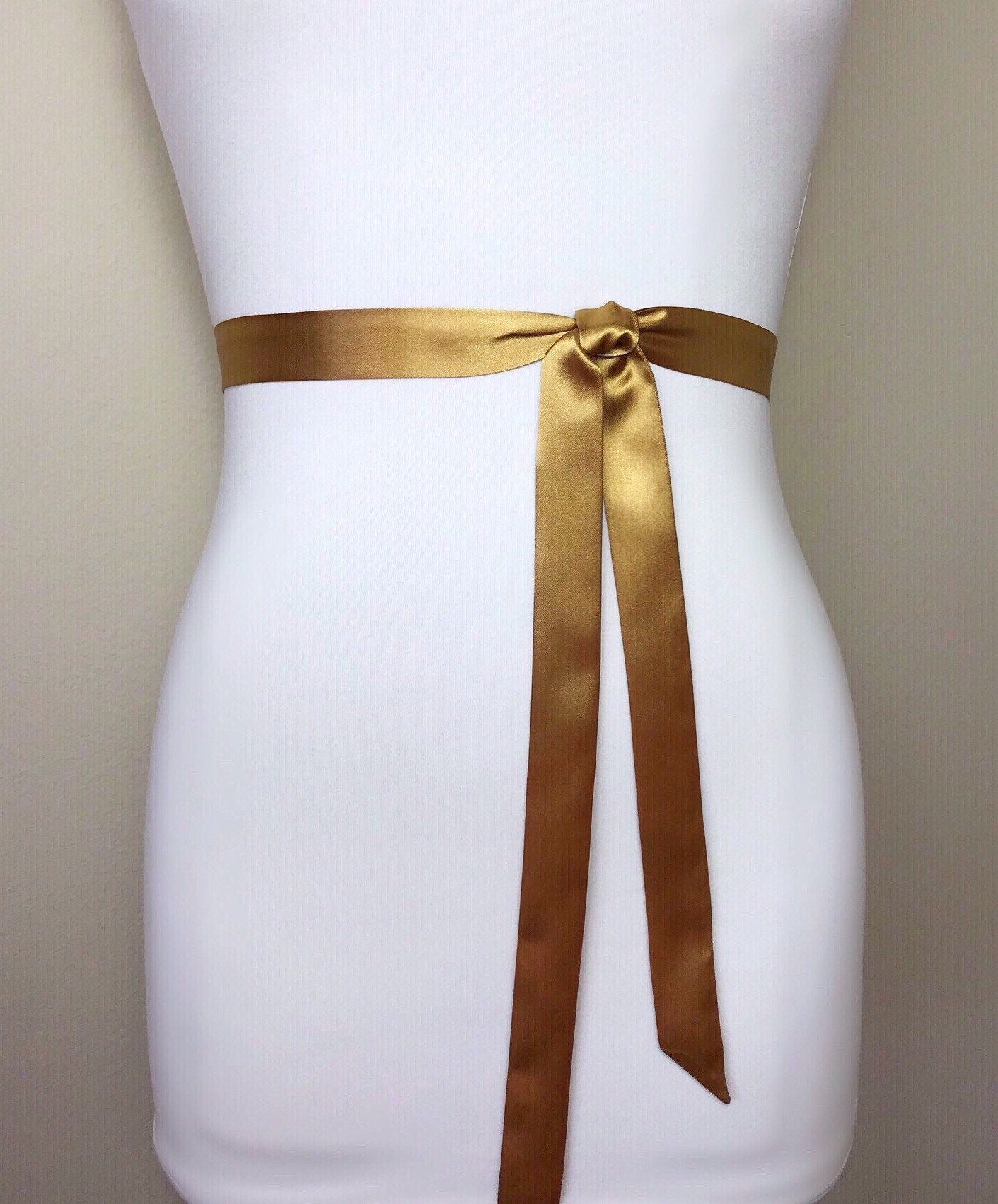 Extra Narrow Antique Gold Sash, Skinny Sash Belt, Antique Gold Satin Sash Belt, Skinny Gold Sash Belt, Satin Gold Belt, Satin Swank