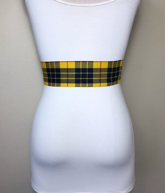 MacLeod Tartan Sash Belt, Yellow & Black Plaid Sash, Clan MacLeod of Lewis Sash, Yellow Tartan, Scottish Tartan Accessories, Satin Swank