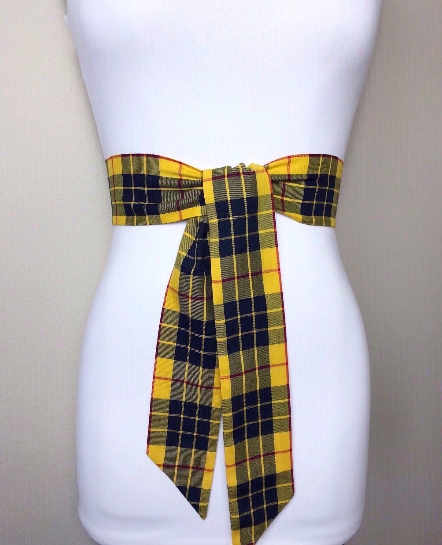 MacLeod Tartan Sash Belt, Yellow & Black Plaid Sash, Clan MacLeod of Lewis Sash, Yellow Tartan, Scottish Tartan Accessories, Satin Swank