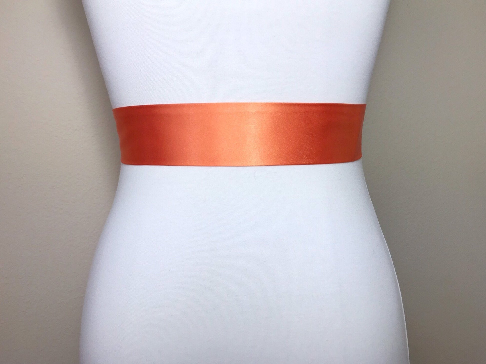Narrow Light Orange Sash Belt, Light Orange Satin Sash, Narrow Orange Dress Sash, Orange Wedding Sash, Orange Satin Sash Belt, Satin Swank