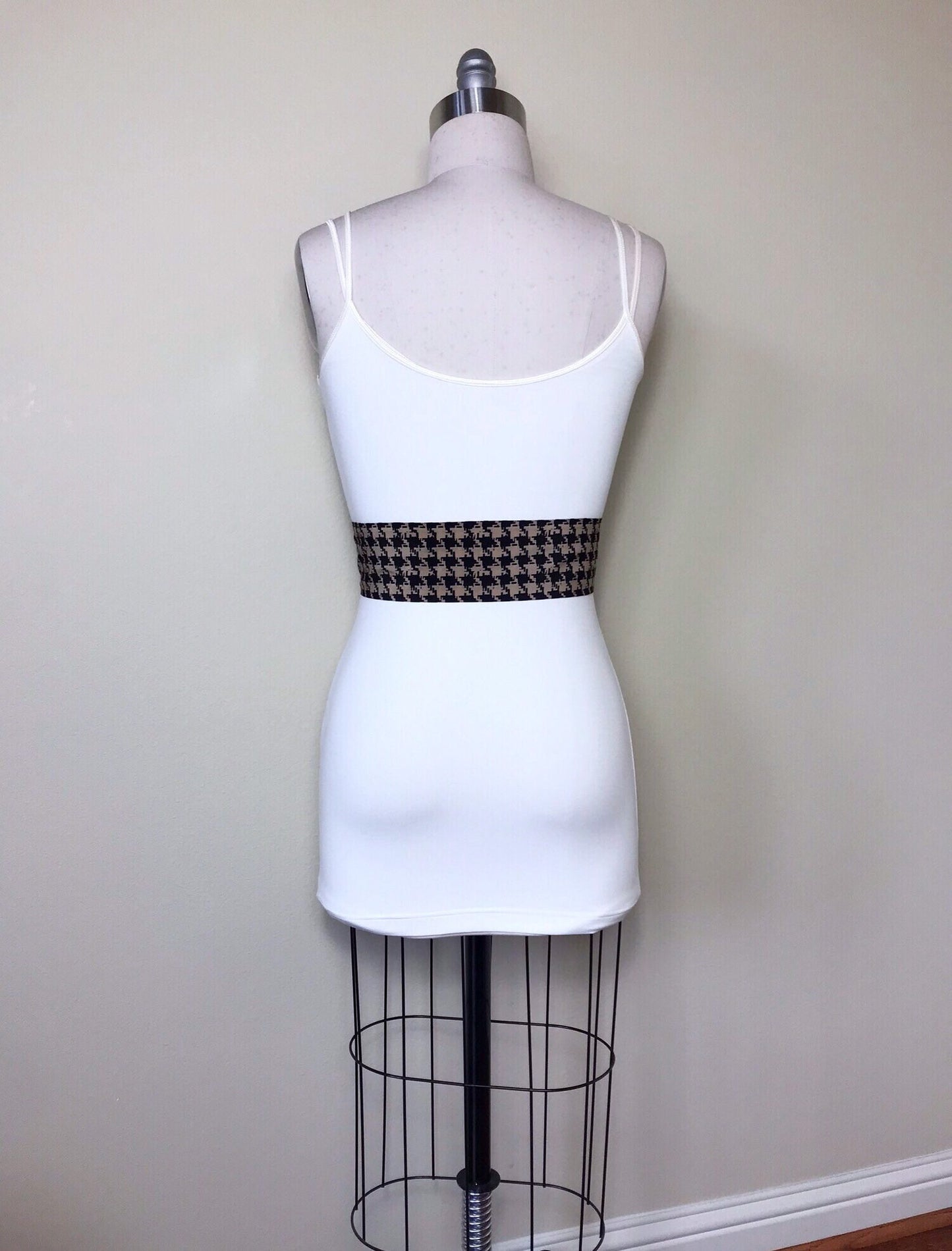 Black & Brown Houndstooth Sash Belt, Brown and Black Sash, Houndstooth Check Sash, Black Brown Dress Sash, Dogstooth Check Belt, Satin Swank