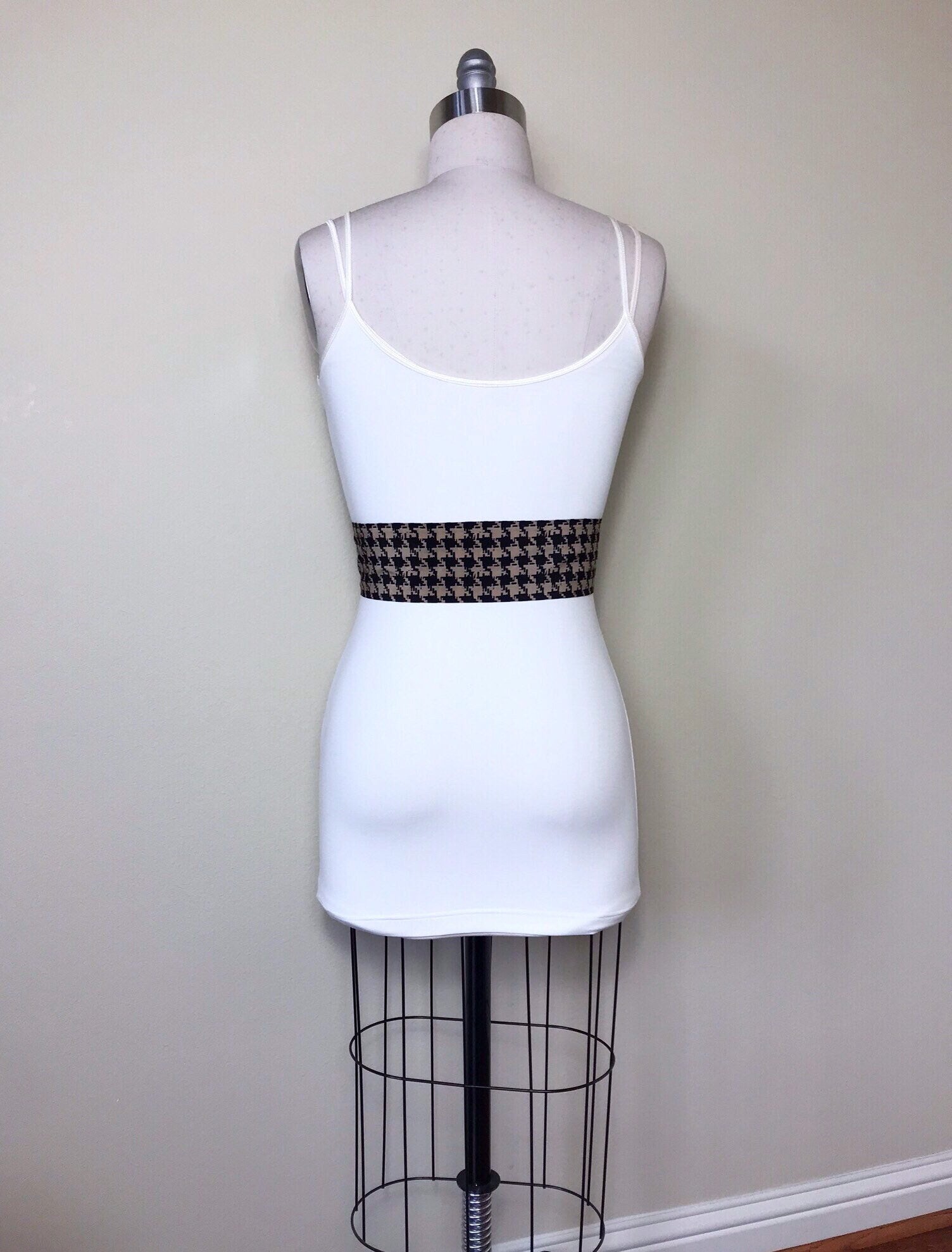 Black & Brown Houndstooth Sash Belt, Brown and Black Sash, Houndstooth Check Sash, Black Brown Dress Sash, Dogstooth Check Belt, Satin Swank