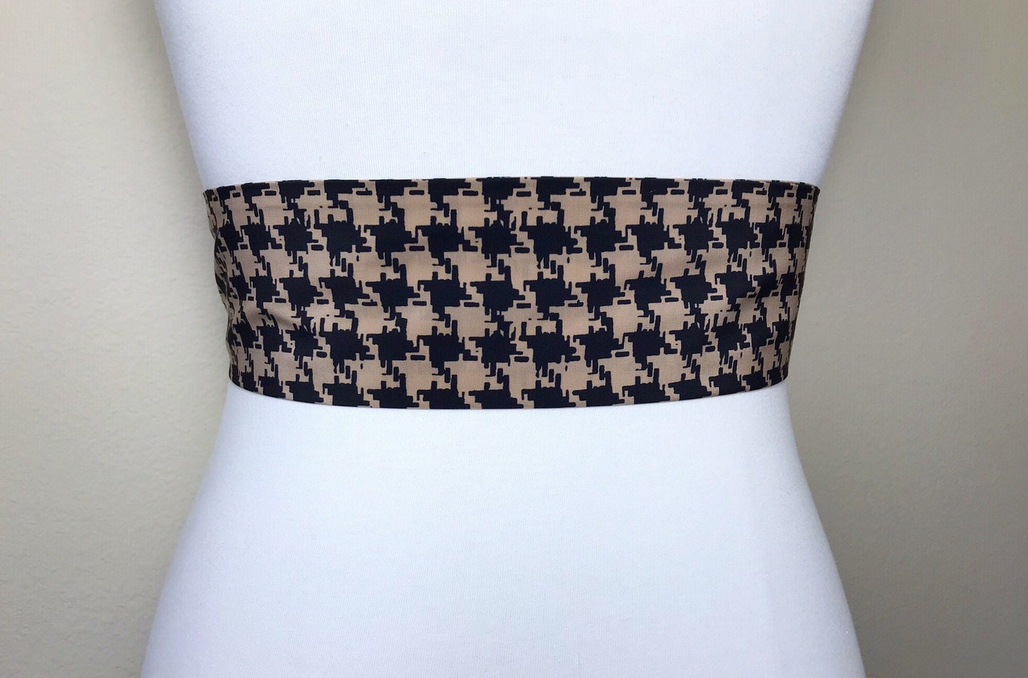Black & Brown Houndstooth Sash Belt, Brown and Black Sash, Houndstooth Check Sash, Black Brown Dress Sash, Dogstooth Check Belt, Satin Swank