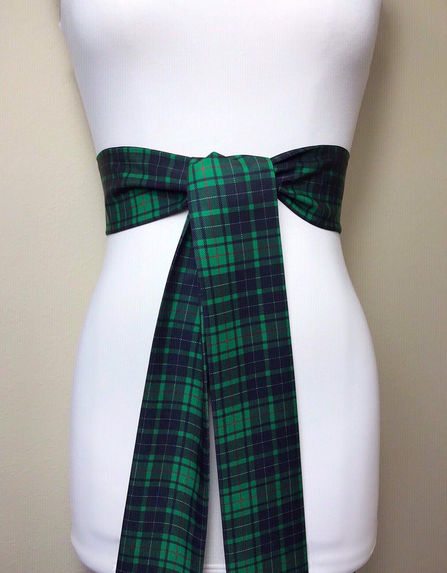 MacAulay Tartan Sash, MacAulay Hunting Tartan Sash, Green Plaid Sash, Scottish Clan MacAuley Tartan, Green & Black Tartan Sash, Satin Swank