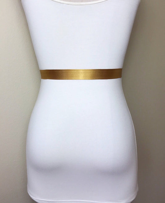 Extra Narrow Antique Gold Sash, Skinny Sash Belt, Antique Gold Satin Sash Belt, Skinny Gold Sash Belt, Satin Gold Belt, Satin Swank