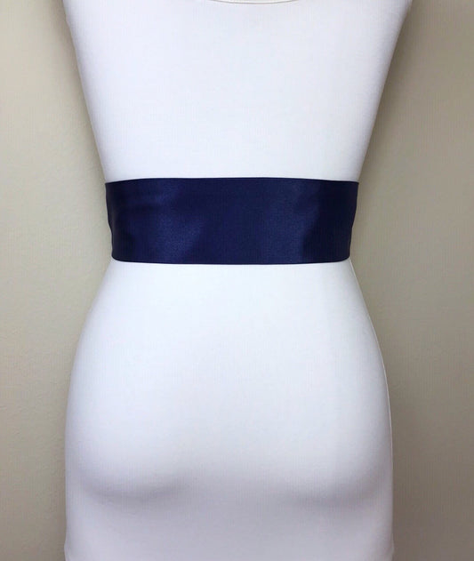 Wide Ribbed Navy Sash Belt, Navy Satin Sash, Navy Dress Sash, Bridal Sash, Navy Wedding Sash Belt, Textured Navy Blue Sash, Satin Swank