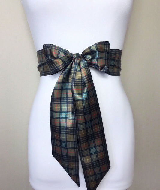 Stewart Hunting Weathered Tartan Sash, Scottish Clan Stewart Tartan, Brown Plaid Sash Belt, Tartan Accessories, Stewart Tartan, Satin Swank