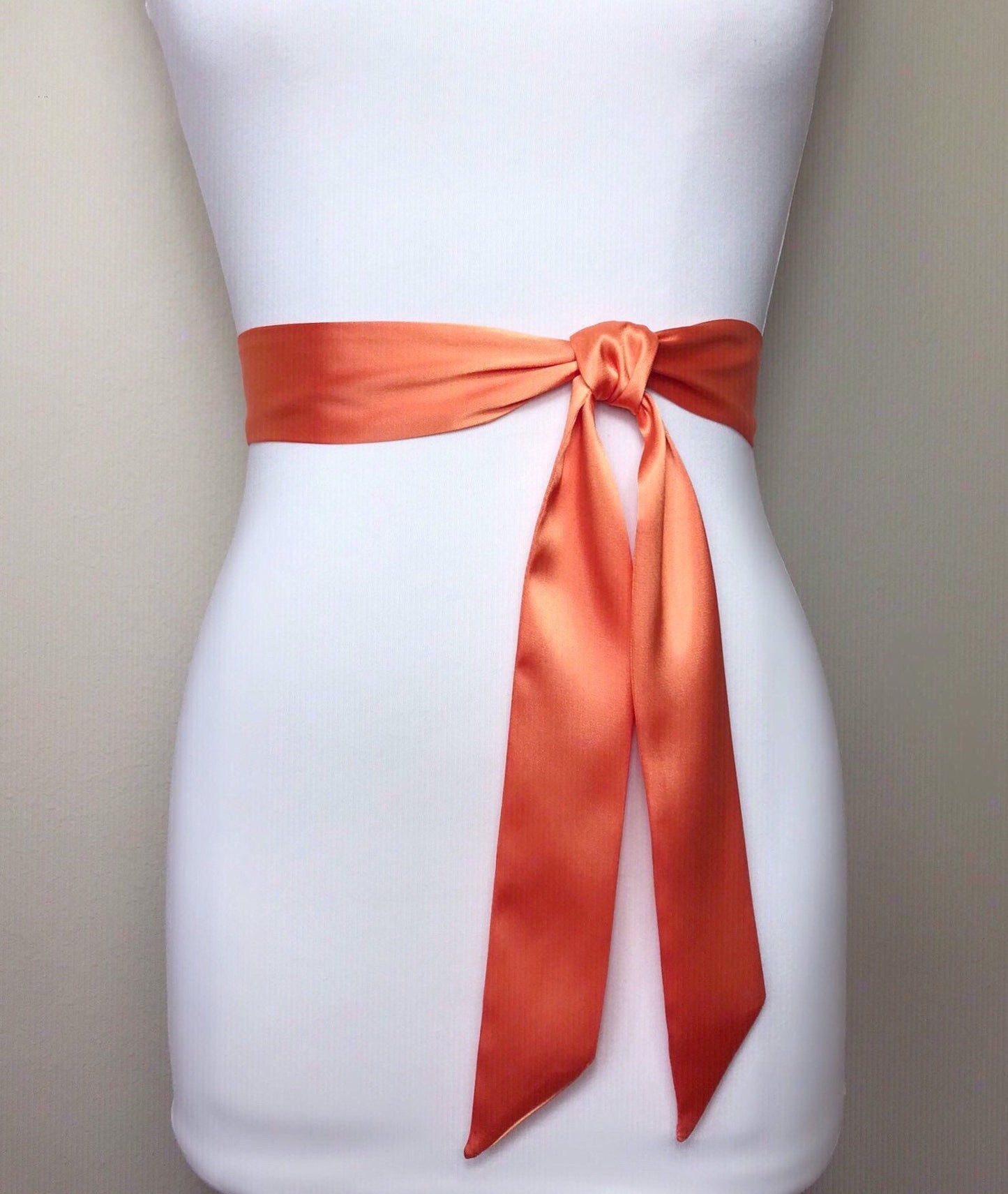 Narrow Light Orange Sash Belt, Light Orange Satin Sash, Narrow Orange Dress Sash, Orange Wedding Sash, Orange Satin Sash Belt, Satin Swank