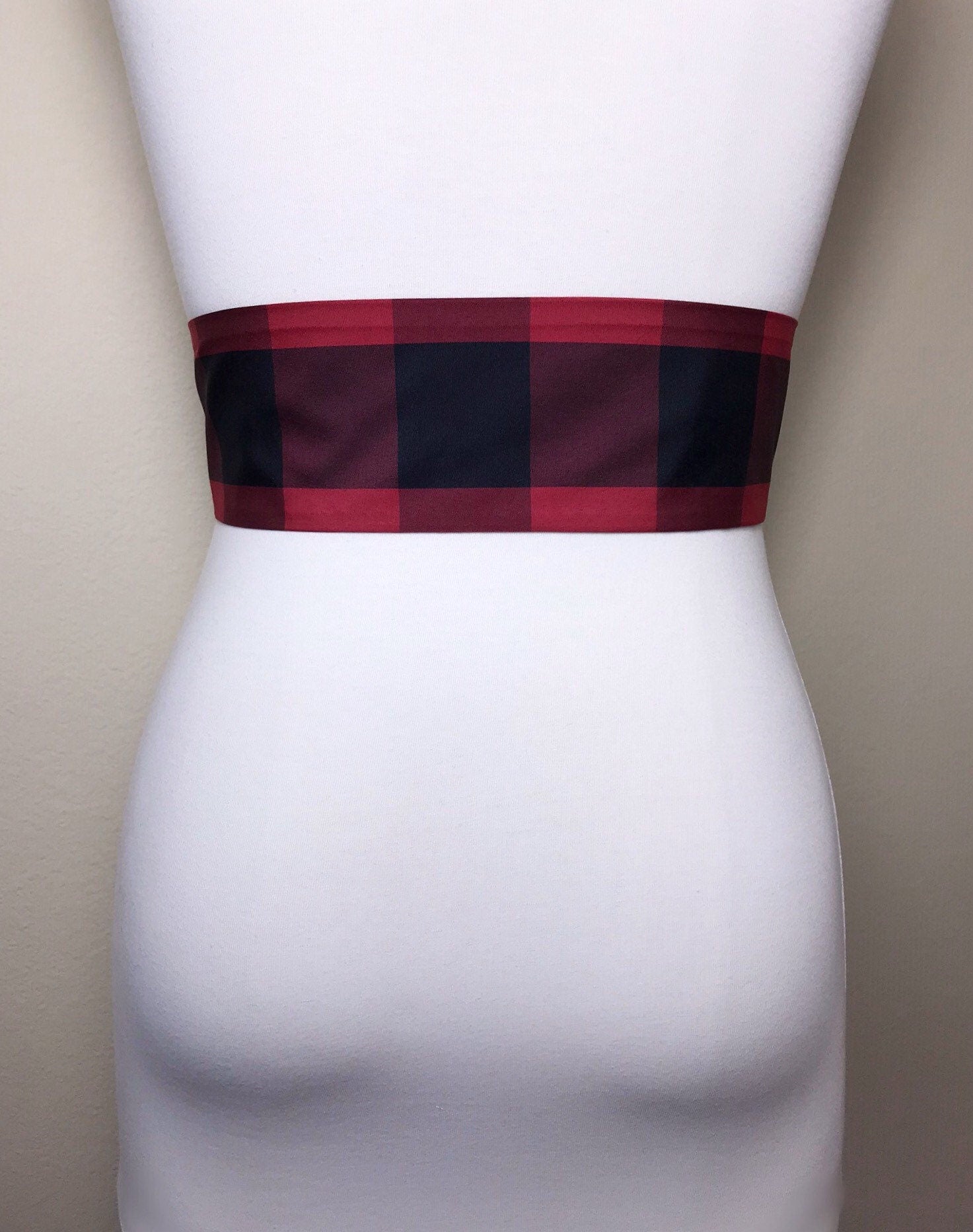 Taffeta Buffalo Plaid Sash, Red & Black Checkered Taffeta Sash, Christmas Sash, Holiday Sash, Buffalo Plaid Accessories, Satin Swank