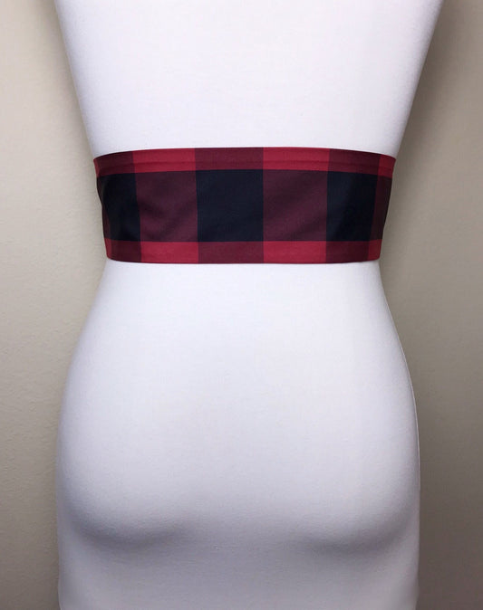 Taffeta Buffalo Plaid Sash, Red & Black Checkered Taffeta Sash, Christmas Sash, Holiday Sash, Buffalo Plaid Accessories, Satin Swank