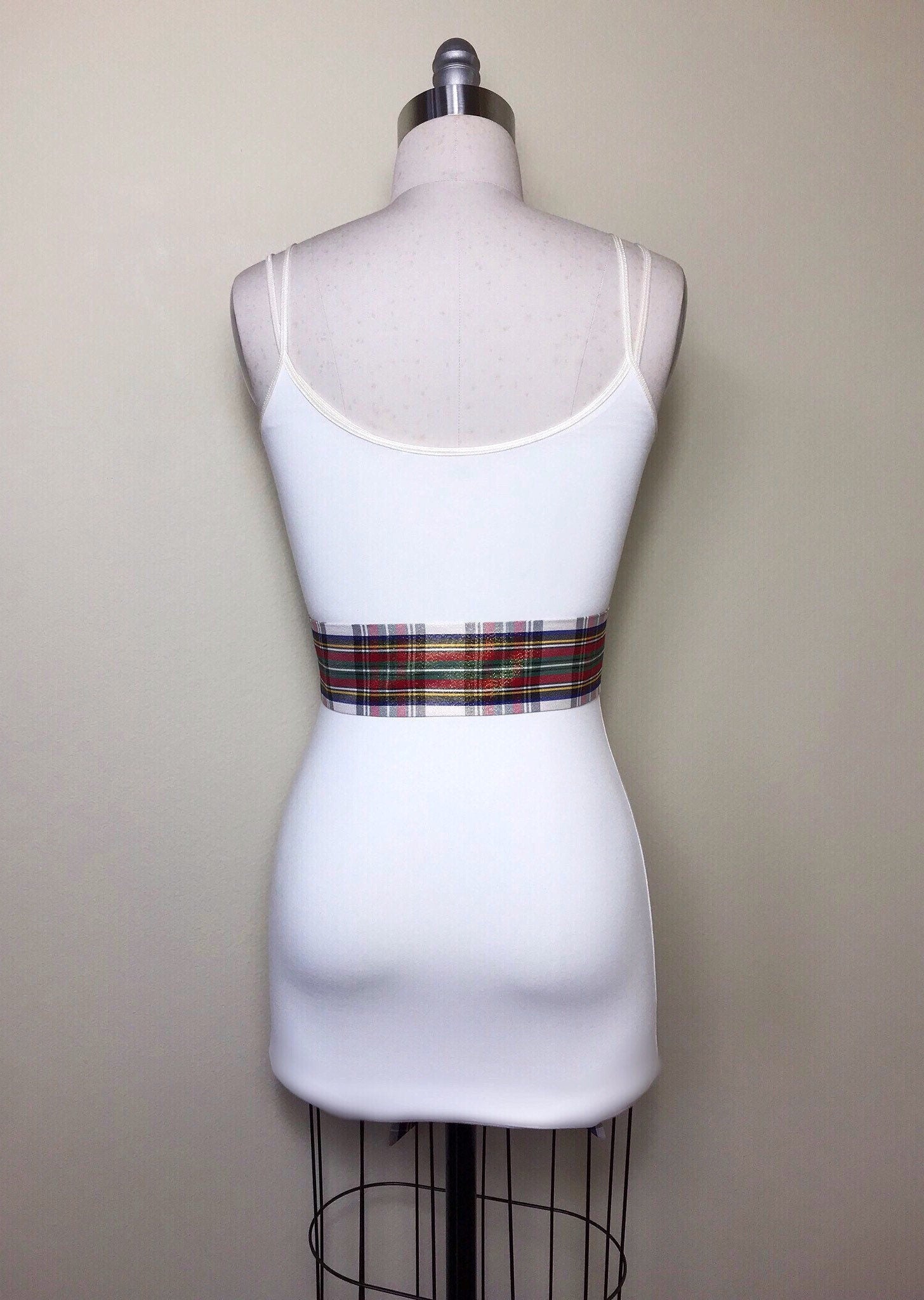 White Christmas Plaid Sash, Holiday Tartan Sash, Christmas Tartan Sash, Christmas Dress, Holiday Plaid Sash, Christmas Sash, Satin Swank