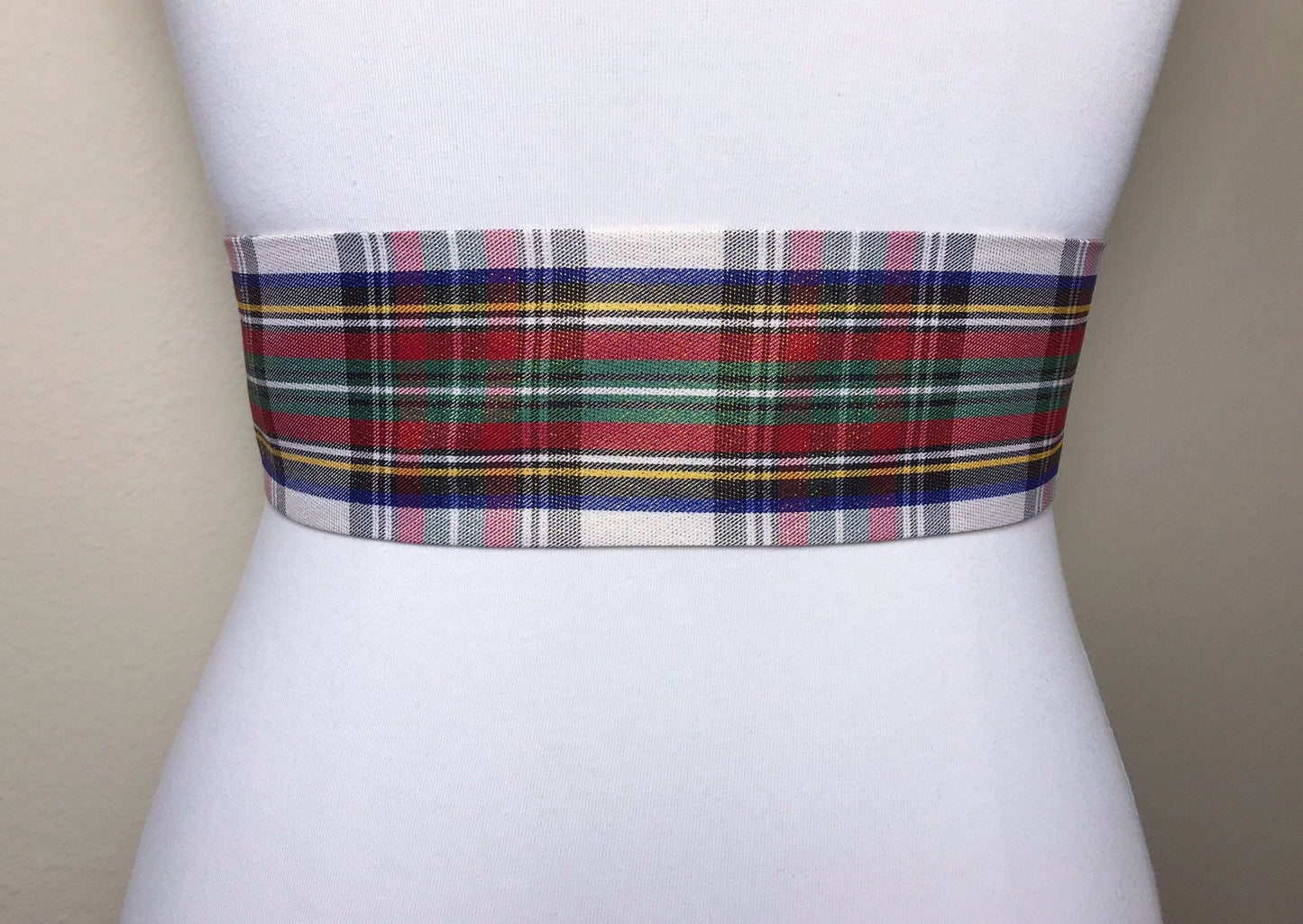 White Christmas Plaid Sash, Holiday Tartan Sash, Christmas Tartan Sash, Christmas Dress, Holiday Plaid Sash, Christmas Sash, Satin Swank